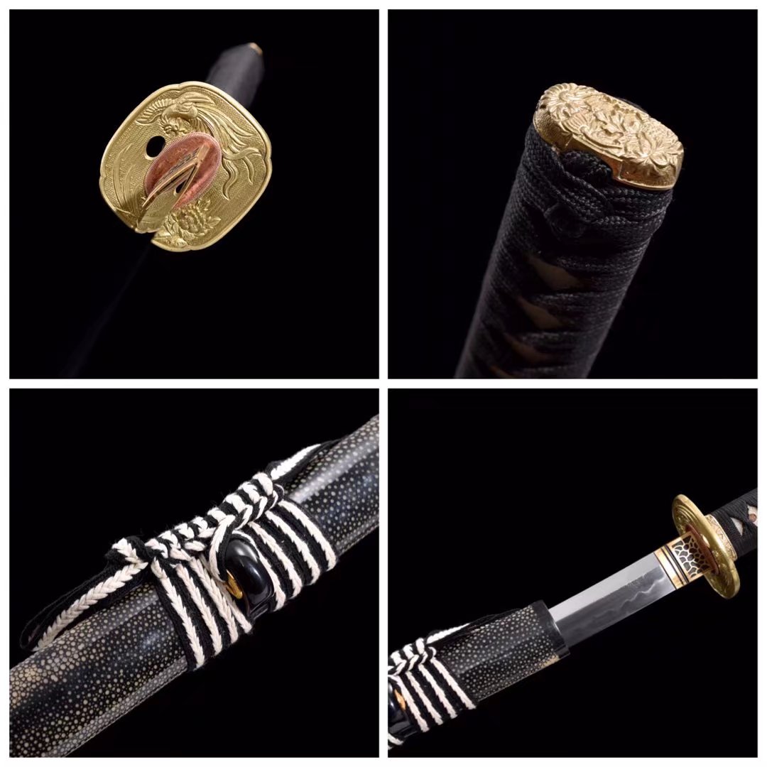 Katana | T10 Steel Tempered | Copper Accessories | Ray-skin Sheath Handle |  Real hamon | Hand forged |  Battle-ready | Razor sharp | Full-tang - Spartan Blades Club - 陳氏劍莊1892