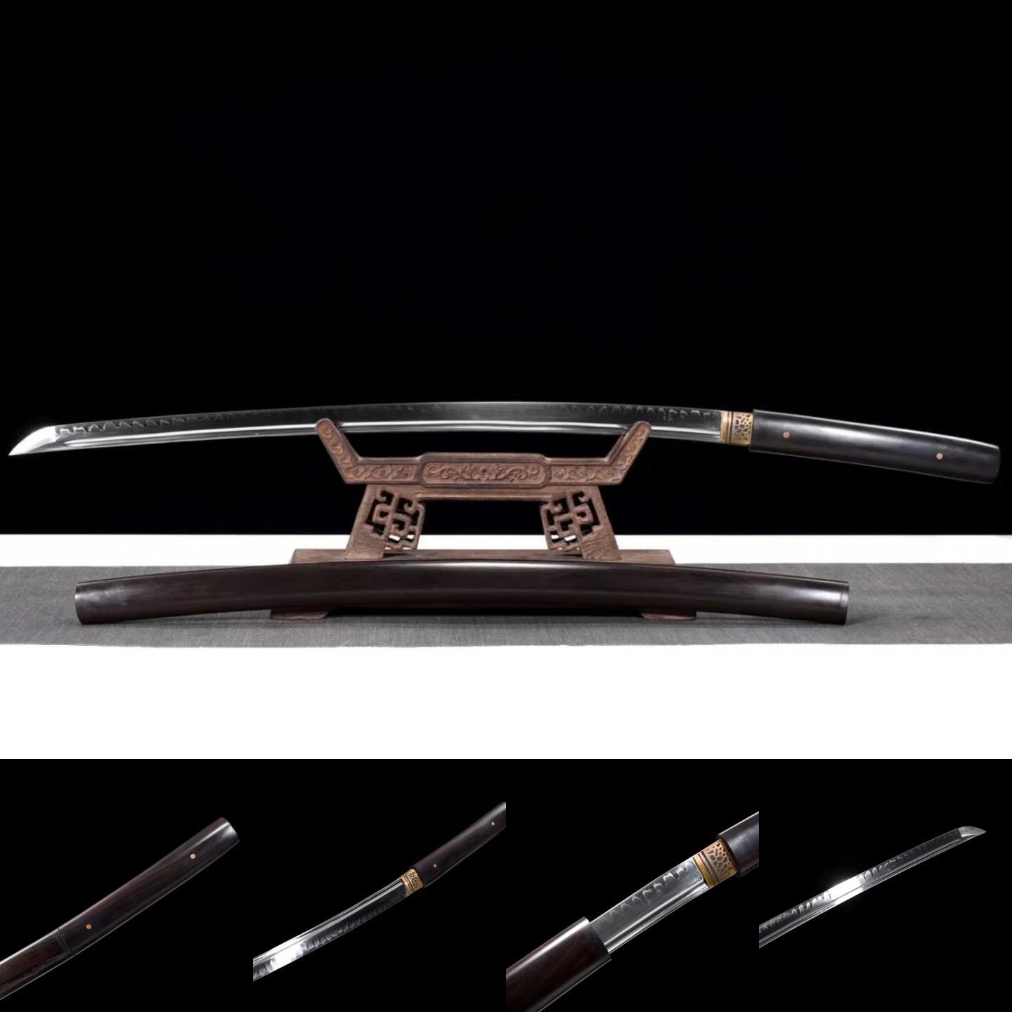 Shirasaya| T10 Steel Clay tempered | Ebony Sheath | Copper Accessories | Hand forged sharpened | Full-tang | Battle-ready | Razor sharp | High performance - Spartan Blades Club - 陳氏劍莊1892