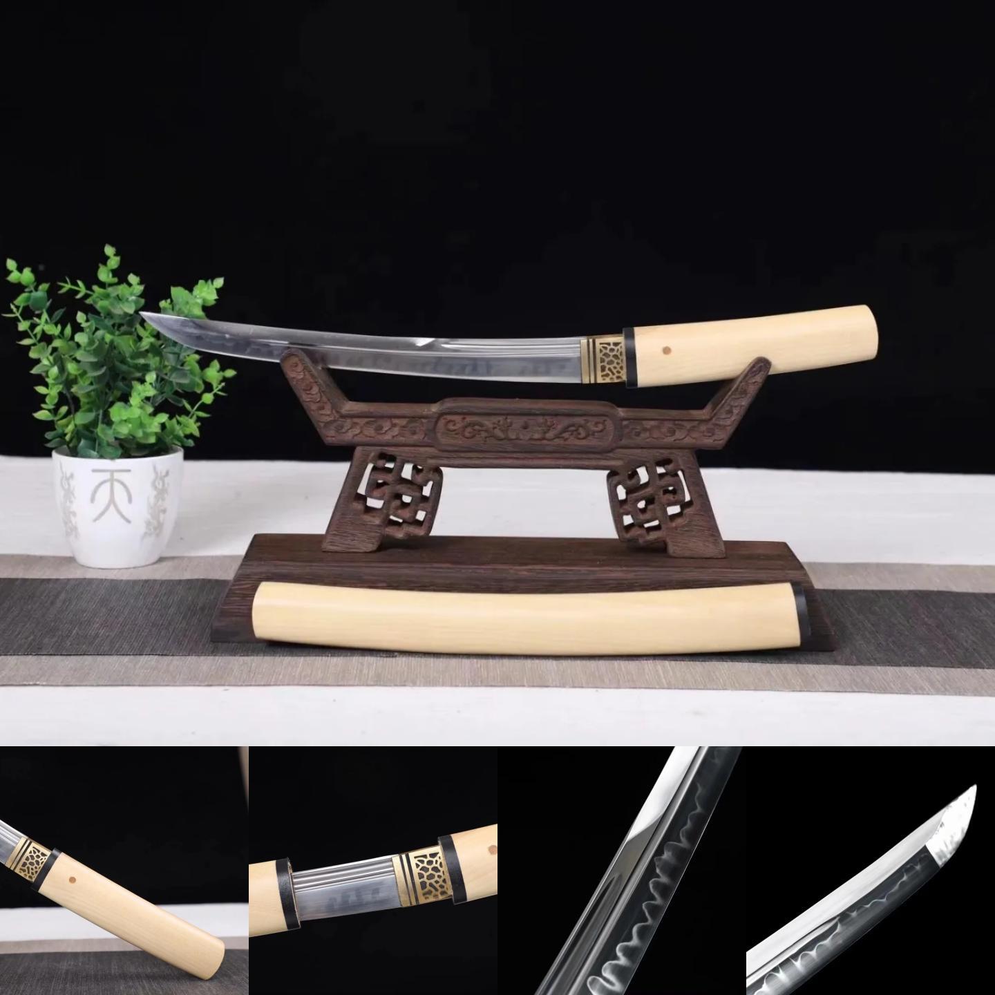 Tanto | T10 Steel Clay tempered | Copper Accessories | Wooden Sheath | Hand forged sharpened | High performance | Razor sharp | Battle-ready | Full-tang - Spartan Blades Club - 陳氏劍莊1892