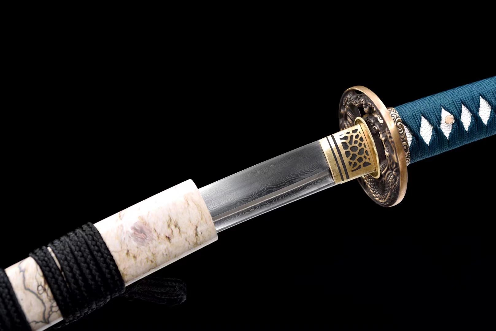 Tachi | Damascus Steel |  Dragon Motif | Brass Fittings | Full-tang | Battle-ready | razor sharp | Spartan Blades Club | CHEN'S SWORDS 1892 - Spartan Blades Club - 陳氏劍莊1892