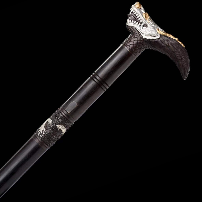 DRAGON FURY CANE SWORD Pattern Steel Sheath Lock Handcrafted Battle-Ready - Spartan Blades Club - 陳氏劍莊1892