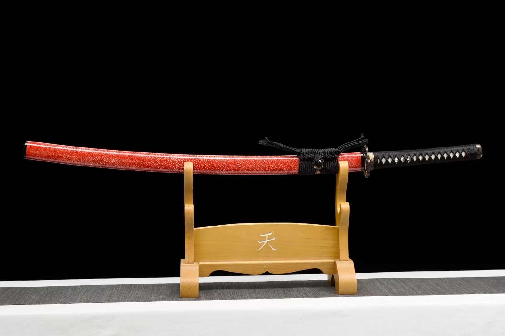 Katana | Ray-skin | Damascus Clay tempered | Gilded Glided silver | Battle-ready | Razor sharp | Full-tang - Spartan Blades Club - 陳氏劍莊1892