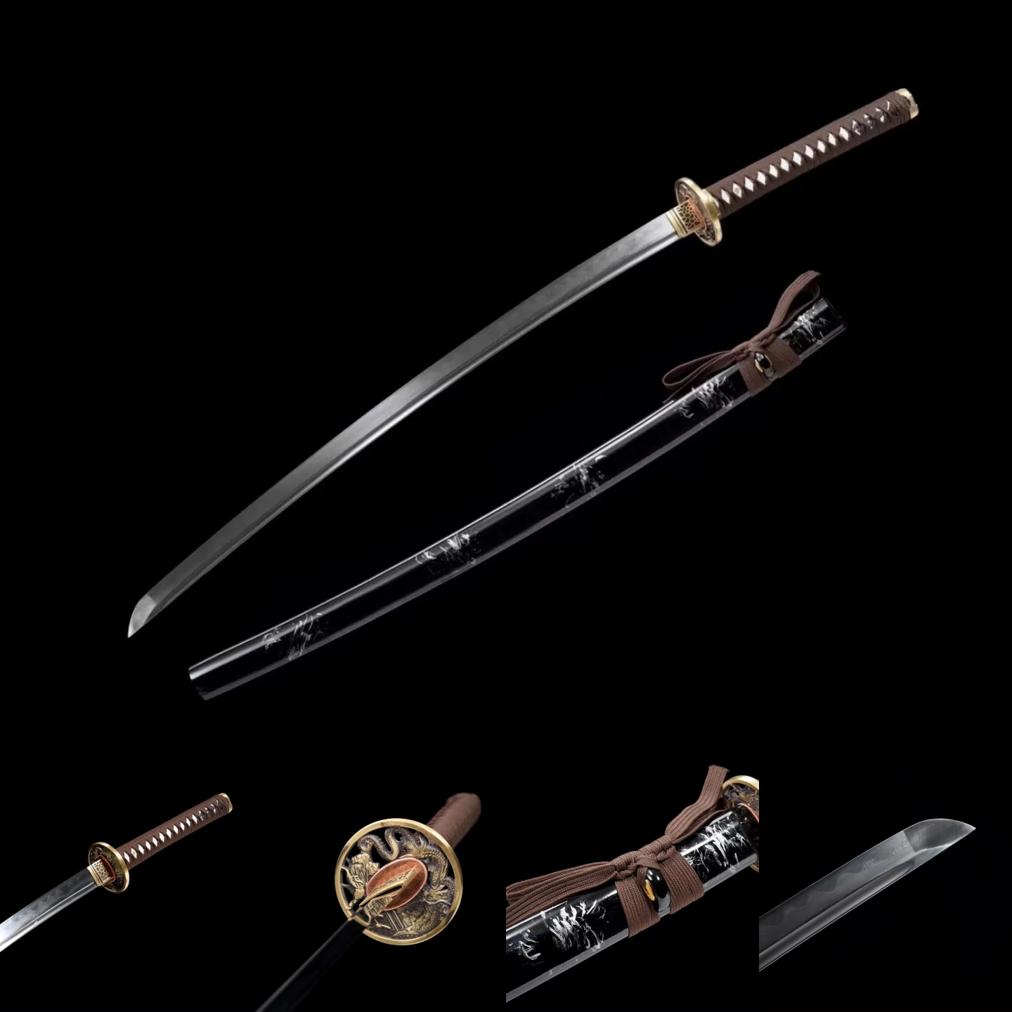 Katana | Damascus Tempered | Tempered Copper | Wooden Lacquer sheath | Real hamon | Razor sharp | Battle-ready | Full-tang - Spartan Blades Club - 陳氏劍莊1892