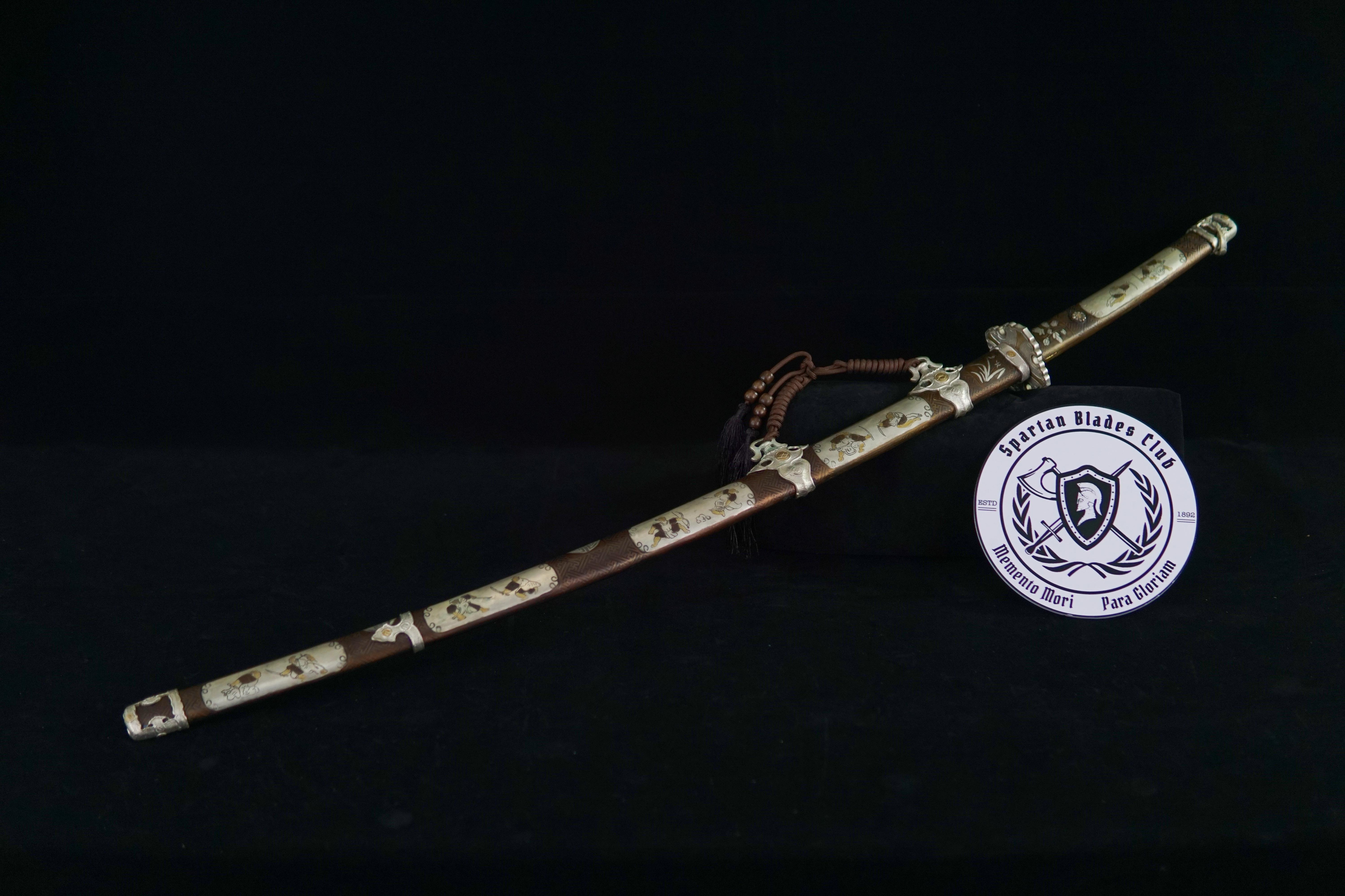 TK02 Tachi | Soul of the Samurai（武士魂） Tachi - Hand-Forged Damascus Steel Blade, Exquisite Copper Fittings - 117cm/46