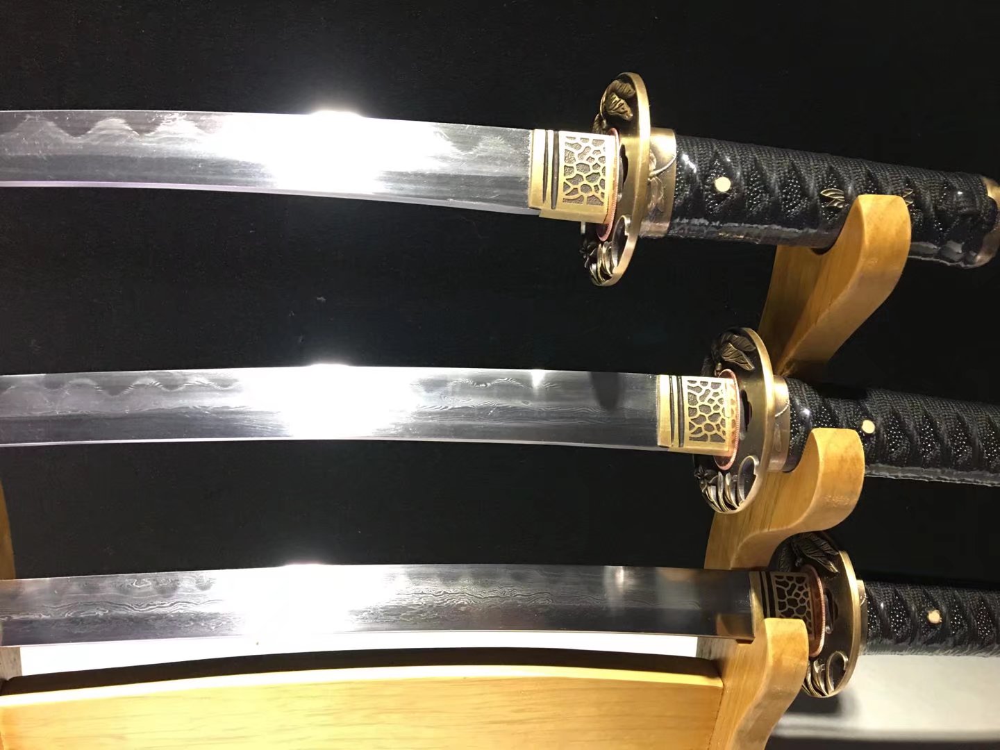 Daisho Set  | Damascus Steel  Clay-tempered Real Hamon |Brass Accessories Dragonfly motifs| | Ebony Sheath | High performance | Battle-ready | Full-tang - Spartan Blades Club - 陳氏劍莊1892