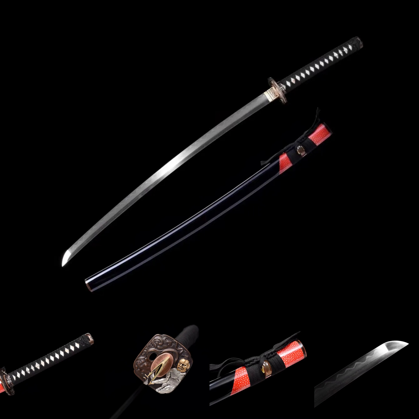 Katana | hand forged hand sharpened  | Damascus Steel clay tempered | copper gilded glided silver Accessories | Full-tang high performance | Battle-ready razor sharp - Spartan Blades Club - 陳氏劍莊1892