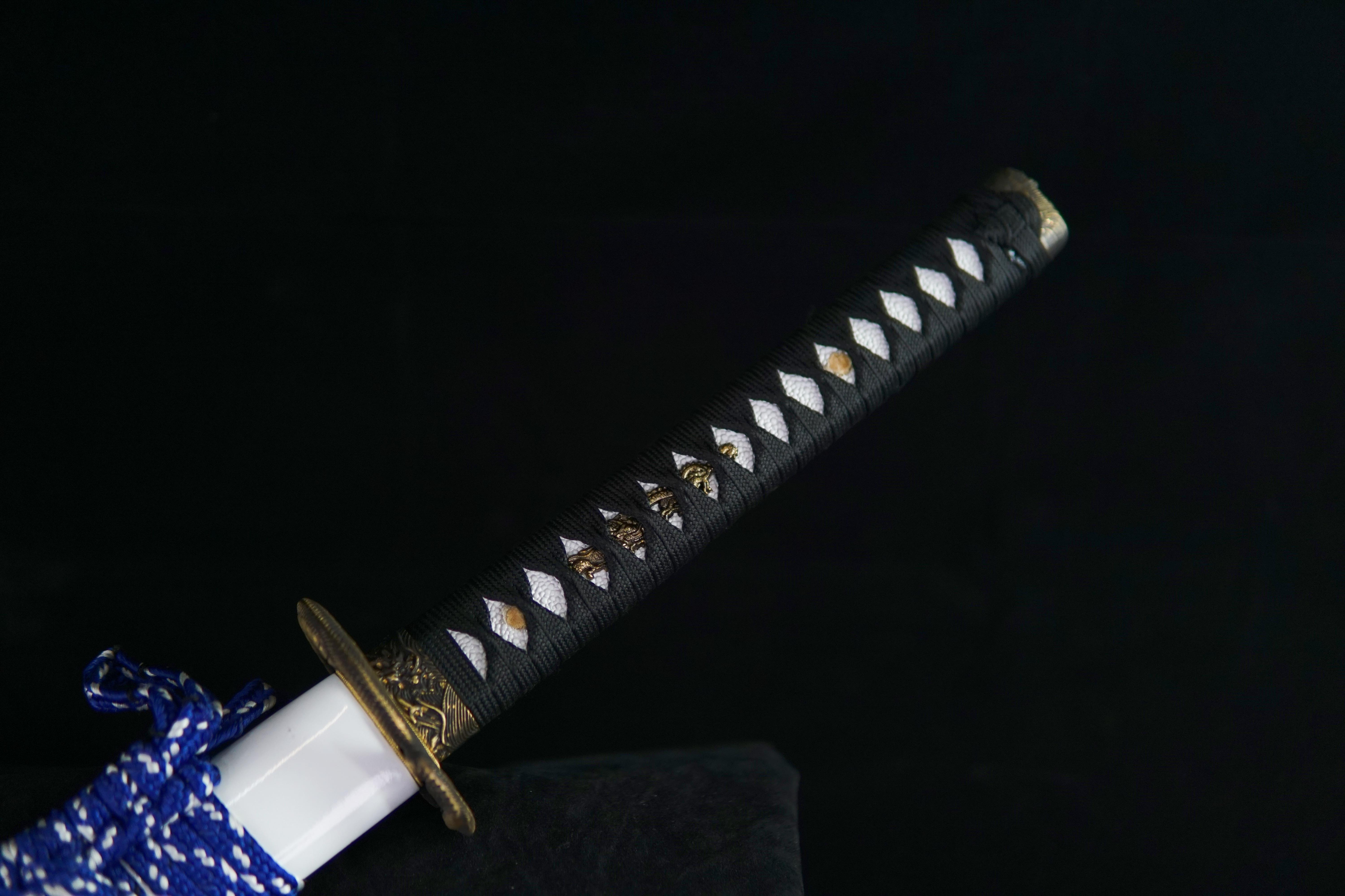 TK07 White Crane's Wing - Handcrafted Damascus Steel Samurai Sword with Copper Fittings Katana - Spartan Blades Club - 陳氏劍莊1892