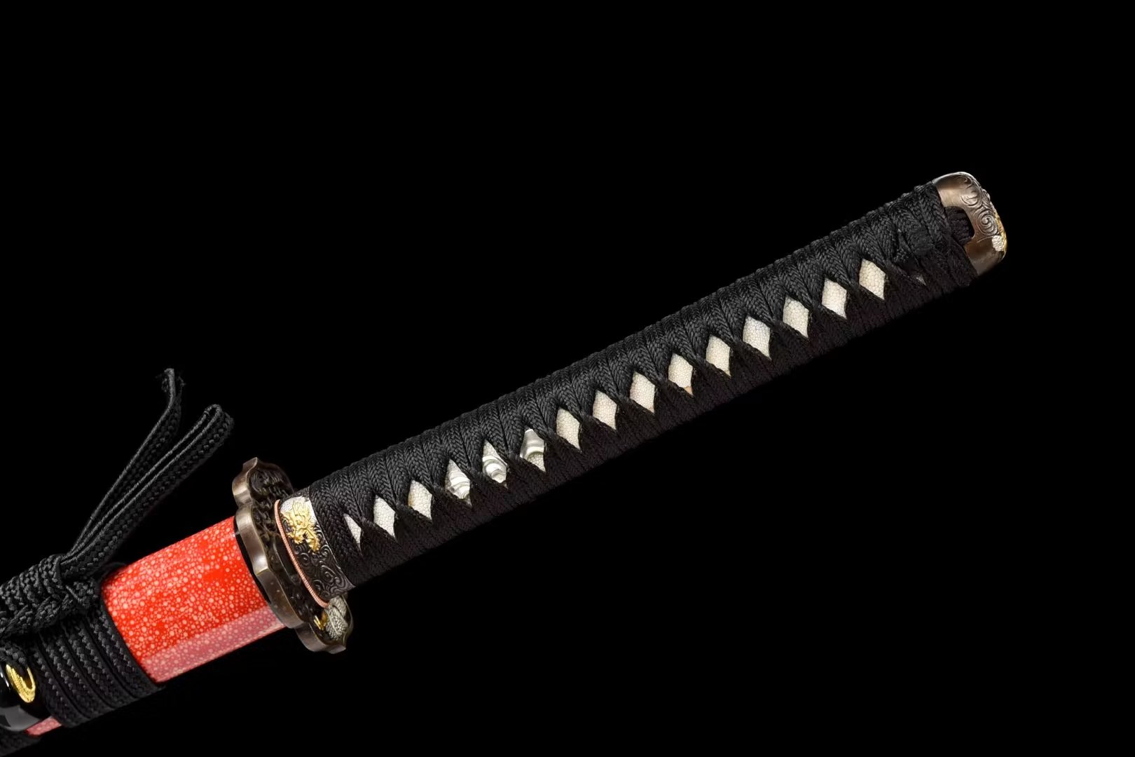 Katana | Ray-skin | Damascus Clay tempered | Gilded Glided silver | Battle-ready | Razor sharp | Full-tang - Spartan Blades Club - 陳氏劍莊1892