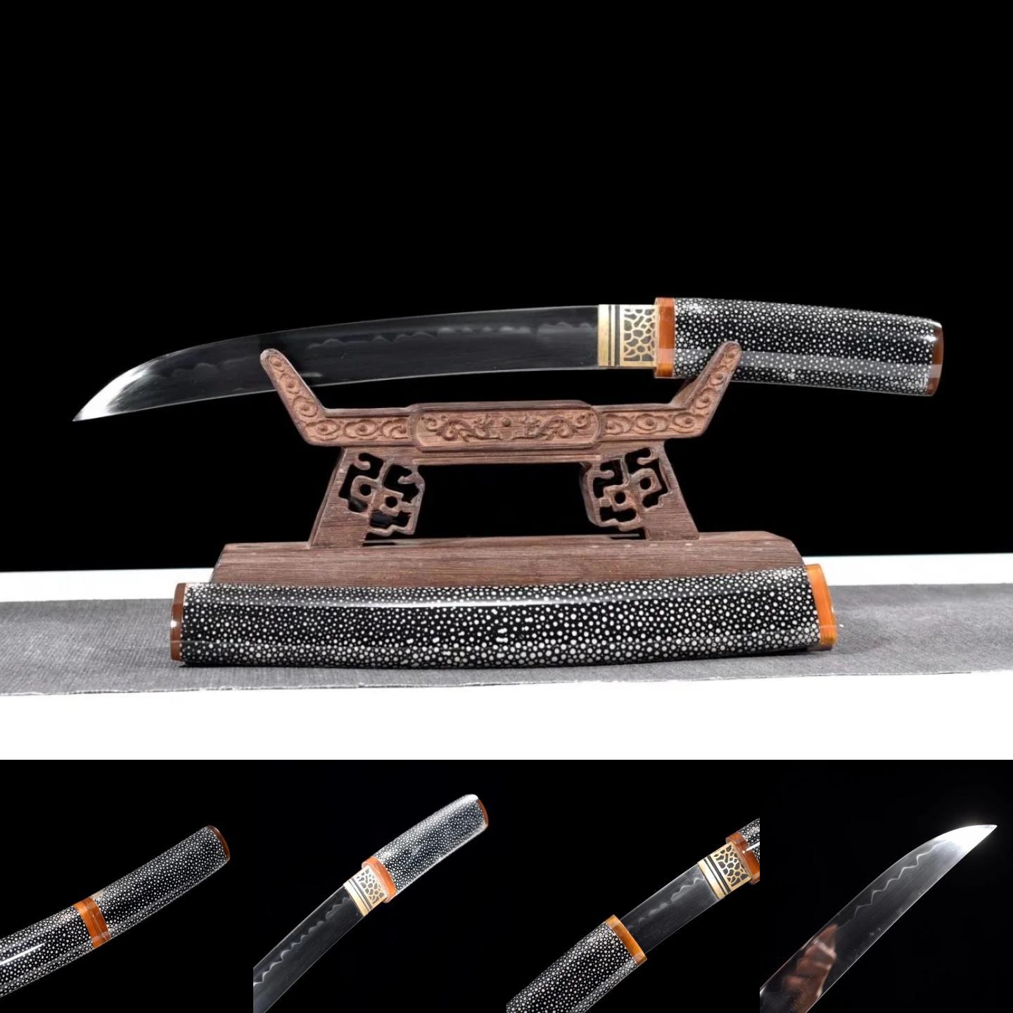 Tanto | T10 Steel Clay tempered | Copper Accessories | Ray-skin Sheath | Ray-skin Handle | Hand forged sharpened | High performance | Razor sharp | Battle-ready | Full-tang - Spartan Blades Club - 陳氏劍莊1892
