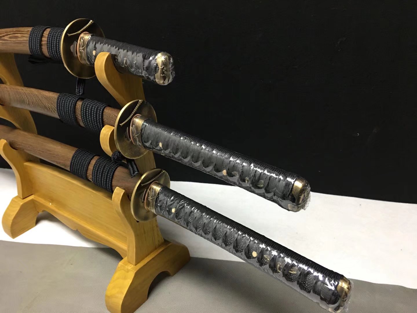 Daisho Set  | Damascus Steel  Clay-tempered Real Hamon |Brass Accessories Dragonfly motifs| | Ebony Sheath | High performance | Battle-ready | Full-tang - Spartan Blades Club - 陳氏劍莊1892