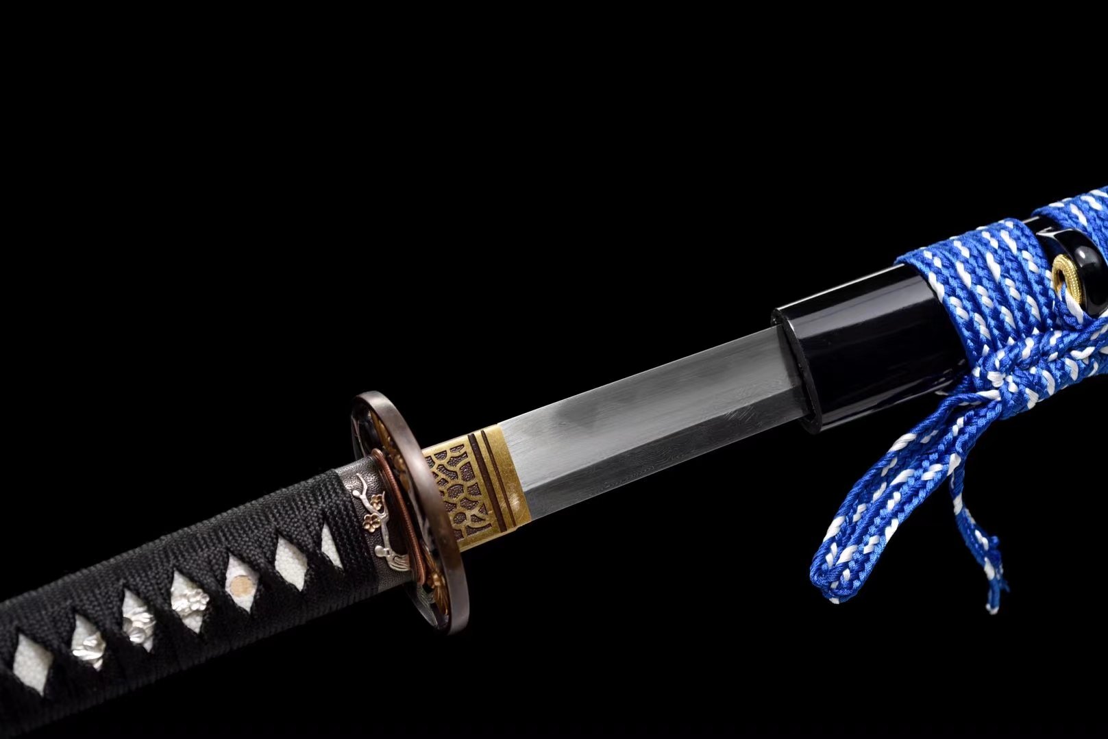 Katana | Copper hollow out gilded glided silver | Damascus Tempered | Accessories Copper gilded glided silver | Battle-ready | High performance | Full-tang - Spartan Blades Club - 陳氏劍莊1892