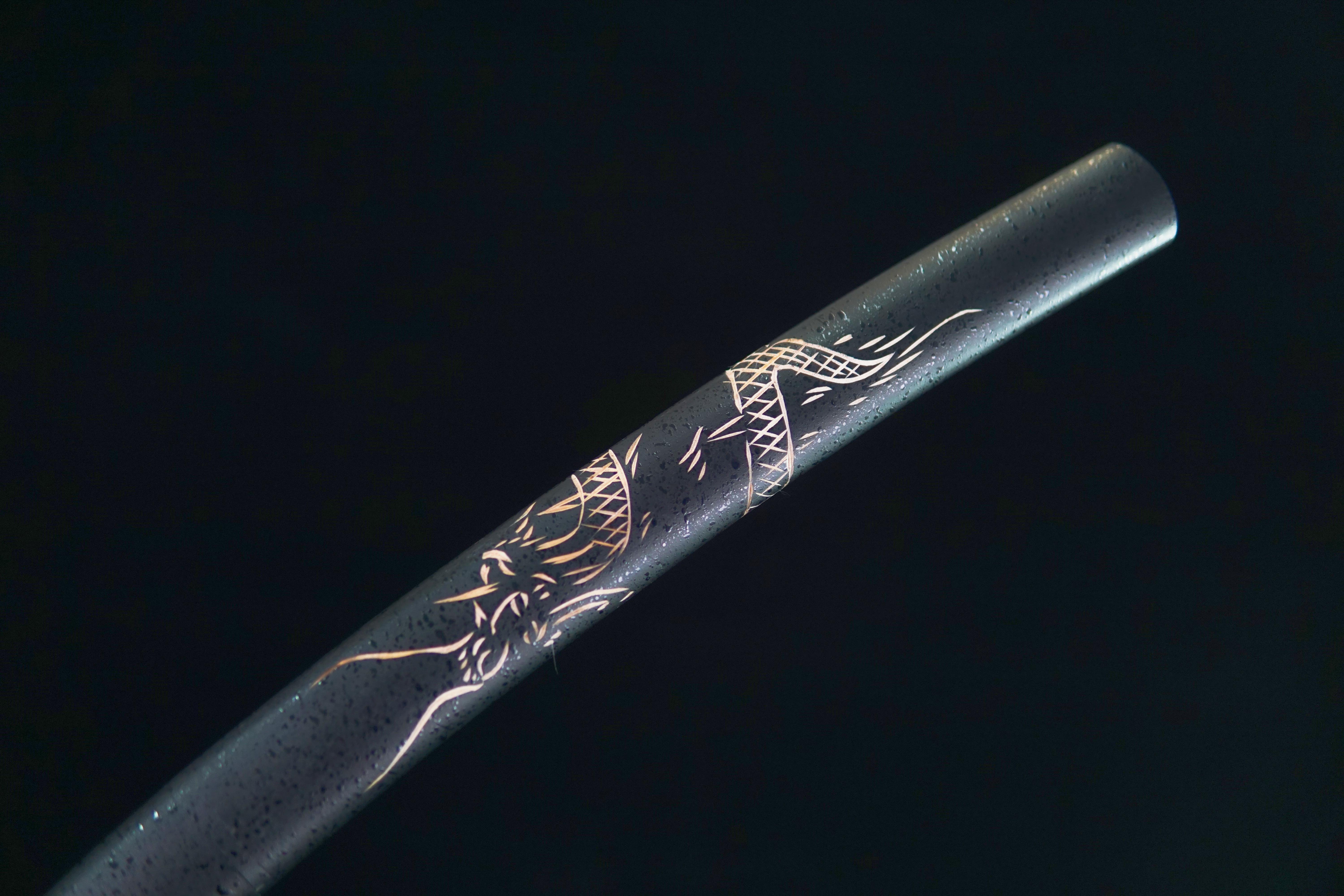 TK09-Dragon's Fury（怒龙） Tanto | Carbon steel | Hand forged sharpened | Wooden Lacquer Sheath | Wooden Lacquer Handle | Copper Accessories | Full-tang | Battle-ready | Razor sharp | High performance - Spartan Blades Club - 陳氏劍莊1892