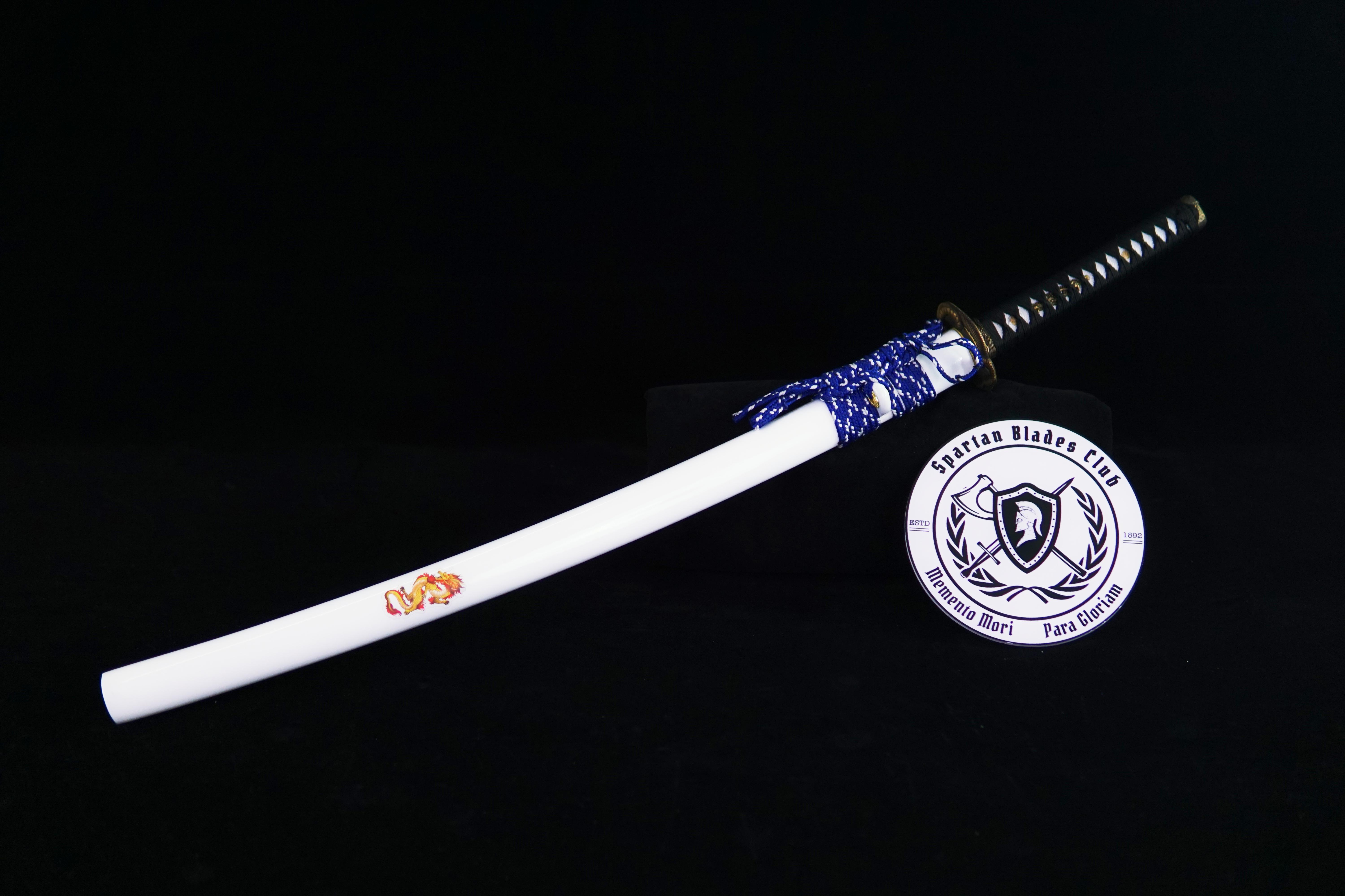 TK07 White Crane's Wing - Handcrafted Damascus Steel Samurai Sword with Copper Fittings Katana - Spartan Blades Club - 陳氏劍莊1892