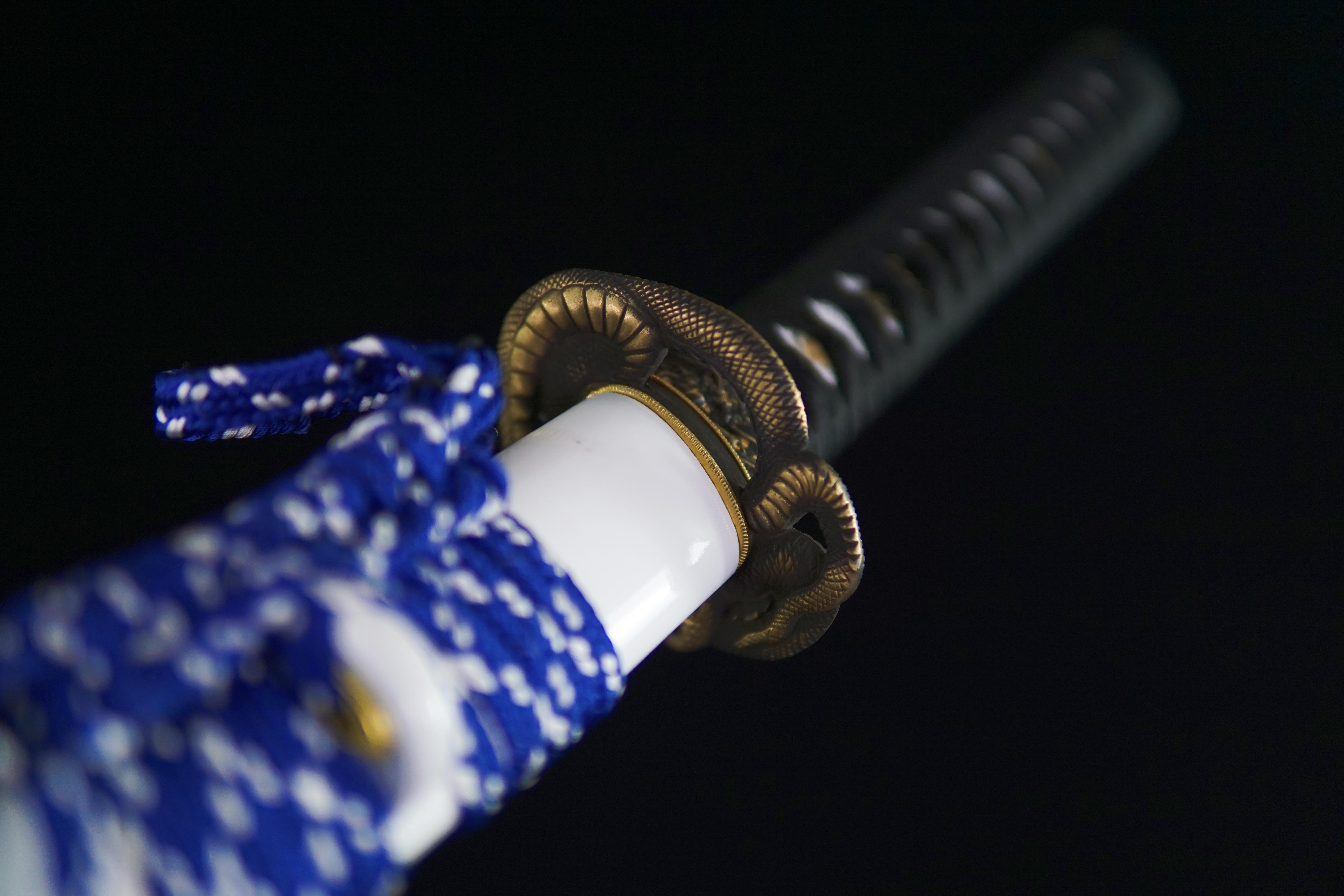 TK07 White Crane's Wing - Handcrafted Damascus Steel Samurai Sword with Copper Fittings Katana - Spartan Blades Club - 陳氏劍莊1892