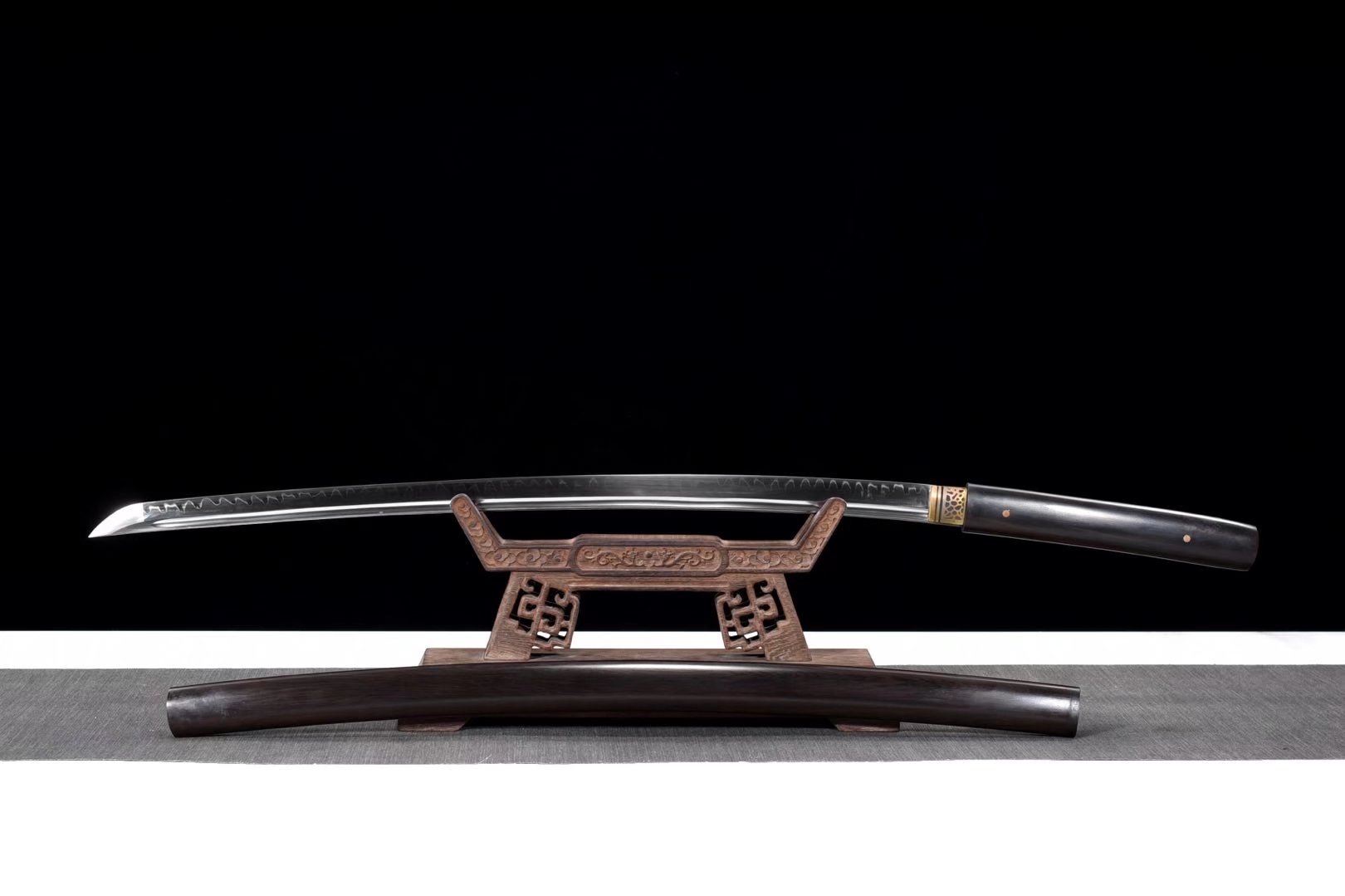 Shirasaya| T10 Steel Clay tempered | Ebony Sheath | Copper Accessories | Hand forged sharpened | Full-tang | Battle-ready | Razor sharp | High performance - Spartan Blades Club - 陳氏劍莊1892