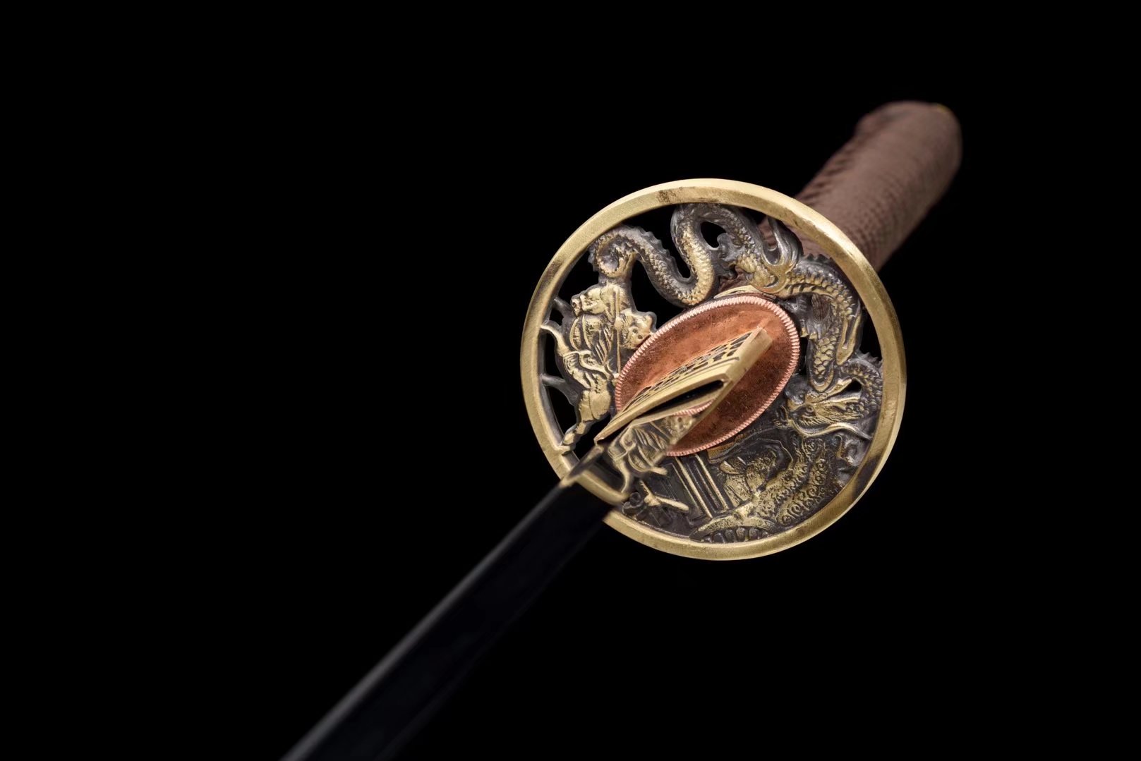 Katana | Damascus Tempered | Tempered Copper | Wooden Lacquer sheath | Real hamon | Razor sharp | Battle-ready | Full-tang - Spartan Blades Club - 陳氏劍莊1892