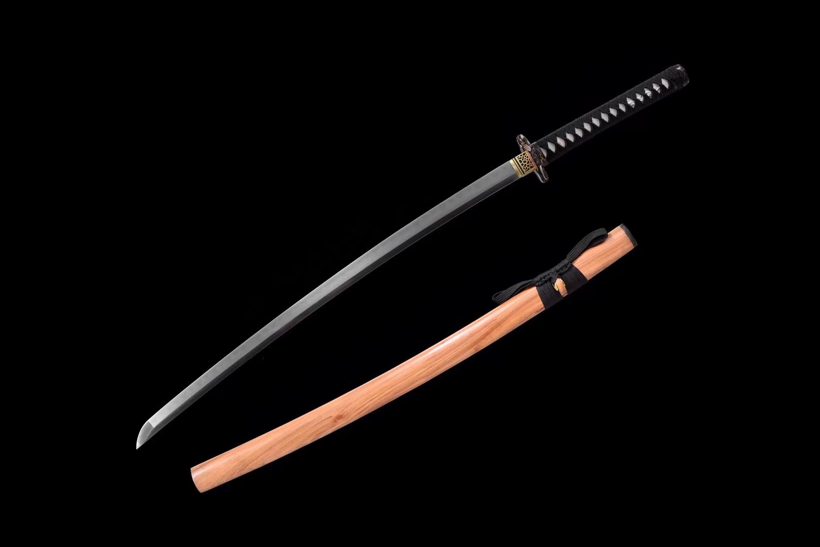 Katana | Damascus Clay Tempered | Copper Gilded Glided silver Accessories | Rosewood Sheath | Real hamon | High performance | Razor sharp | Battle-ready | Full-tang - Spartan Blades Club - 陳氏劍莊1892