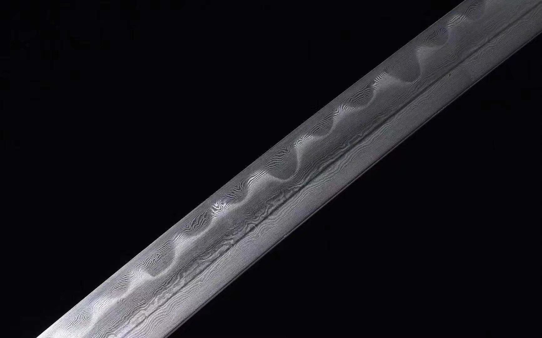 Daisho Set  | Damascus Steel  Clay-tempered Real Hamon |Brass Accessories Dragonfly motifs| | Ebony Sheath | High performance | Battle-ready | Full-tang - Spartan Blades Club - 陳氏劍莊1892