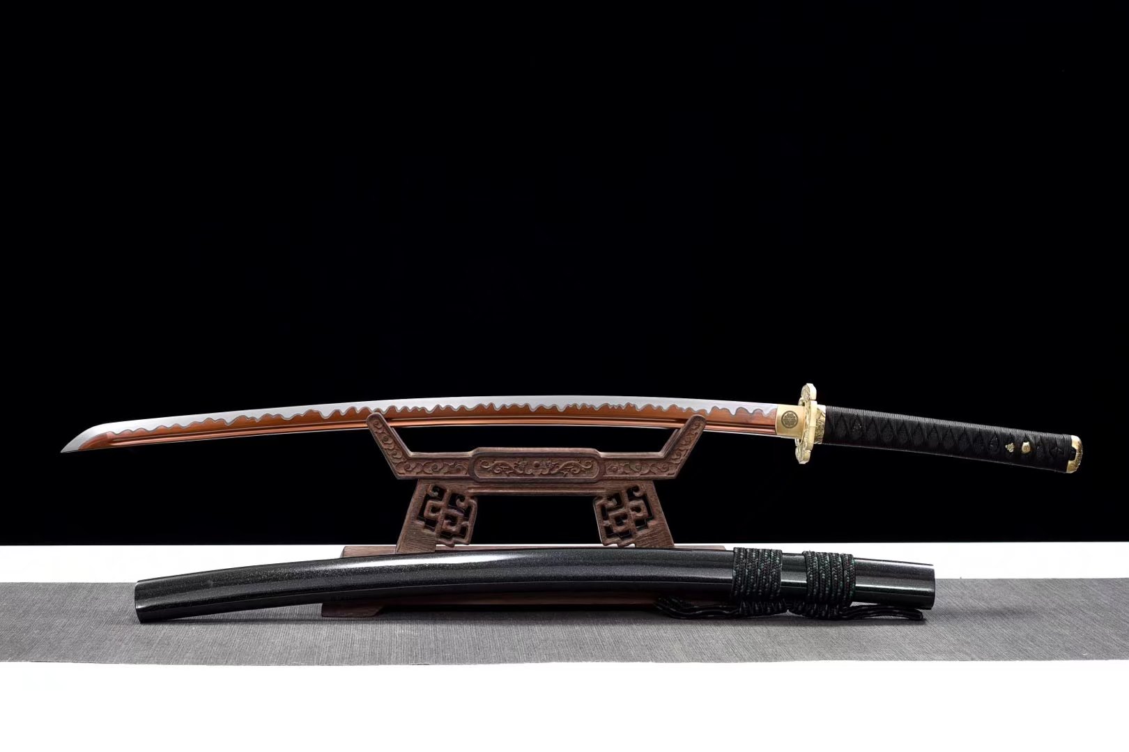 Katana | High manganese steel | Hand forged | Copper Accessories | Wooden Lacquer Sheath | Ray-skin Handle | High performance | Battle-ready |  Full-tang - Spartan Blades Club - 陳氏劍莊1892