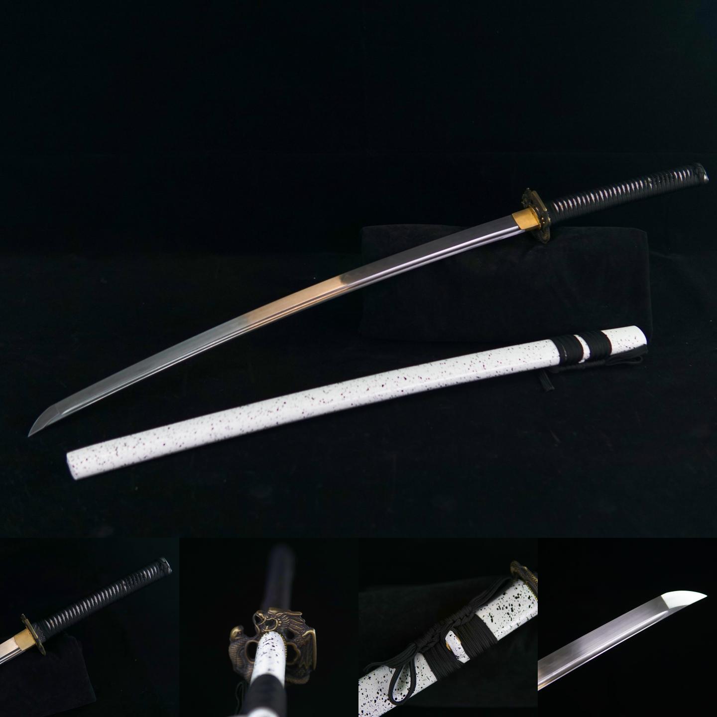 TK08-Dragon Roar （龙啸天）Katana | T10 Steel - Clay tempered - Dragon Tsuba - Hand forged sharpened | Wooden Lacquer Sheath | Copper Accessories | Full-tang | Battle-ready | Razor sharp | High performance - Spartan Blades Club - 陳氏劍莊1892