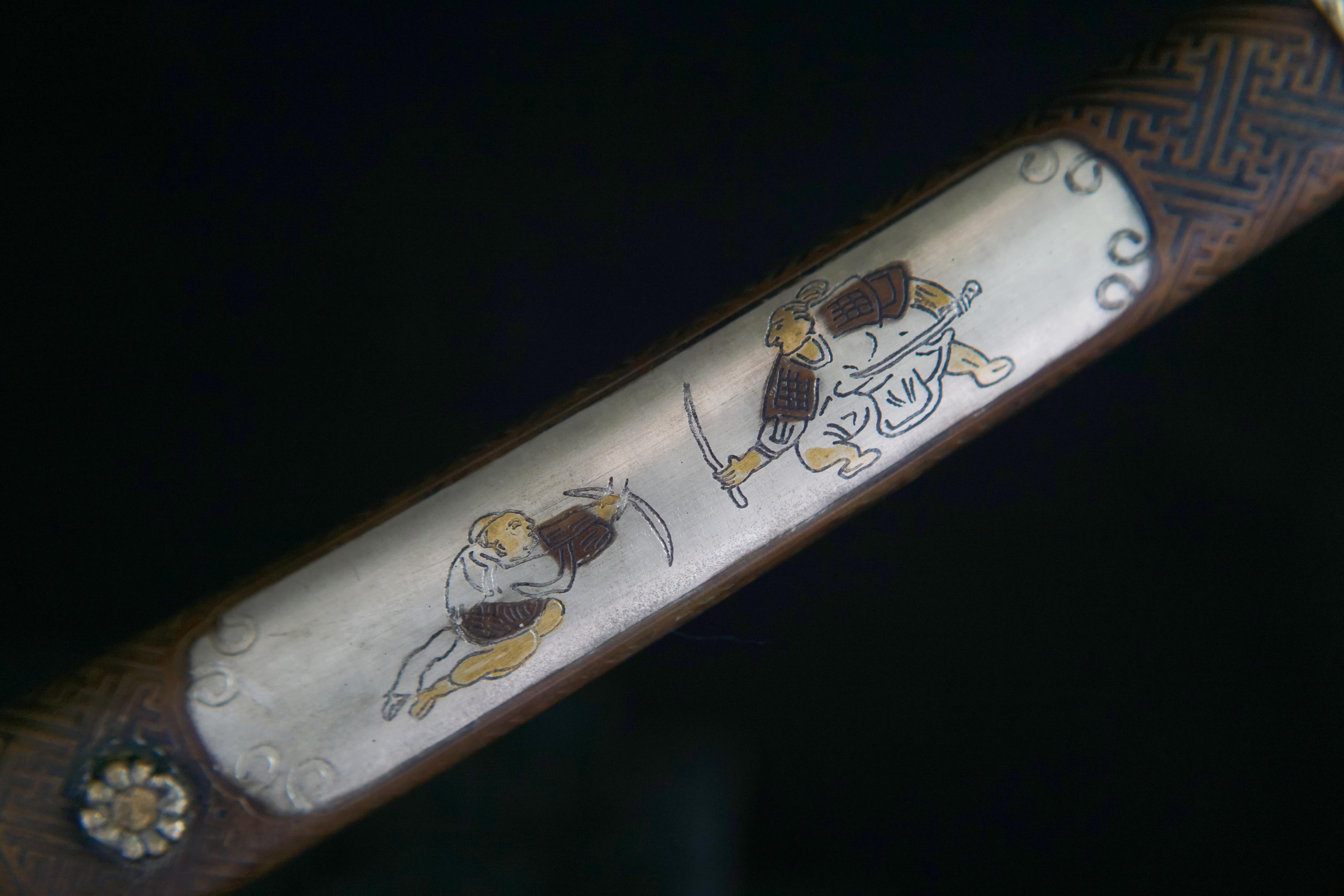 TK02 Tachi | Soul of the Samurai（武士魂） Tachi - Hand-Forged Damascus Steel Blade, Exquisite Copper Fittings - 117cm/46