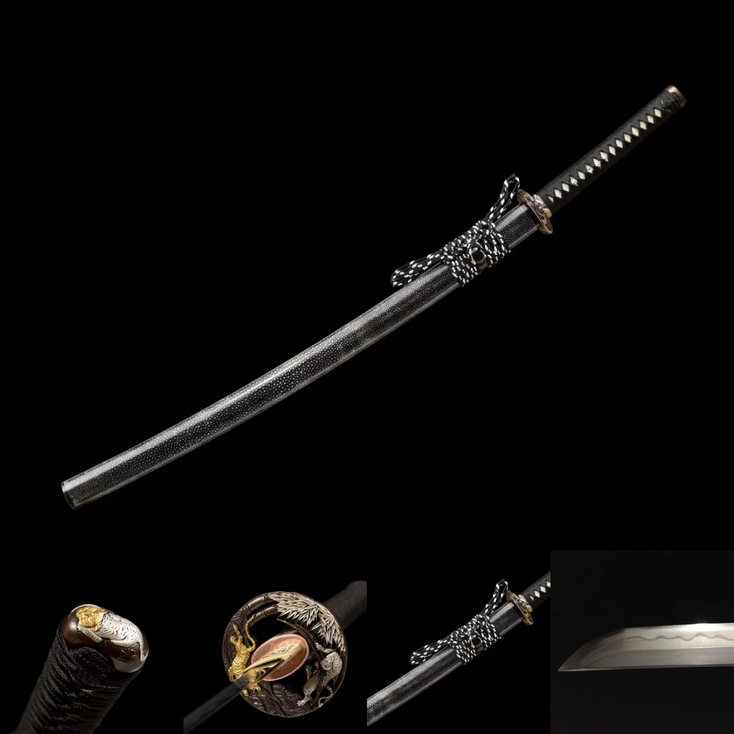 Katana | Wootz Steel Clay Tempered | Copper Gilded Glided silver Accessories | Ray-skin Sheath | Ray-skin Handle | Real hamon | Hand forged sharpened | Battle-ready | Full-tang Razor sharp | - Spartan Blades Club - 陳氏劍莊1892