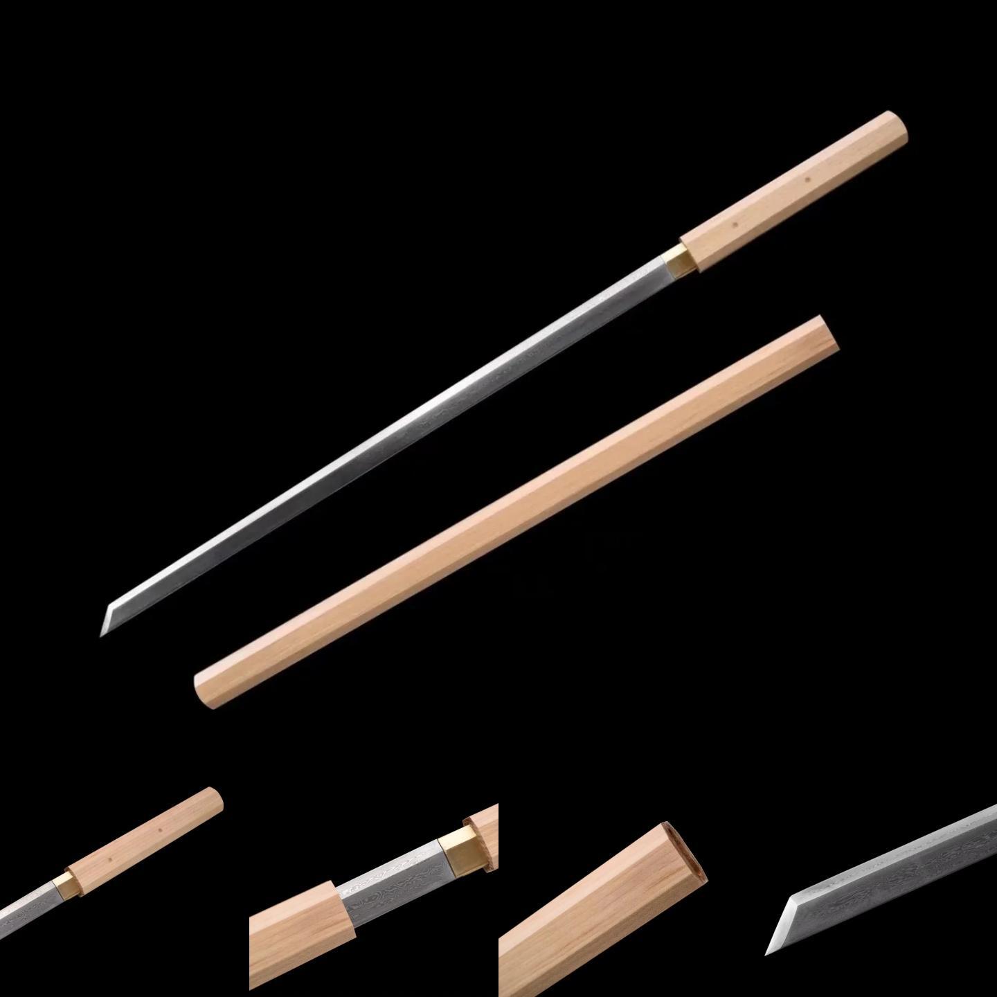 Shirasaya Chokuto| Damascus | Copper Accessories | Wooden Sheath | Hand forged sharpened | High performance | Razor sharp | Battle-ready | Full-tang - Spartan Blades Club - 陳氏劍莊1892