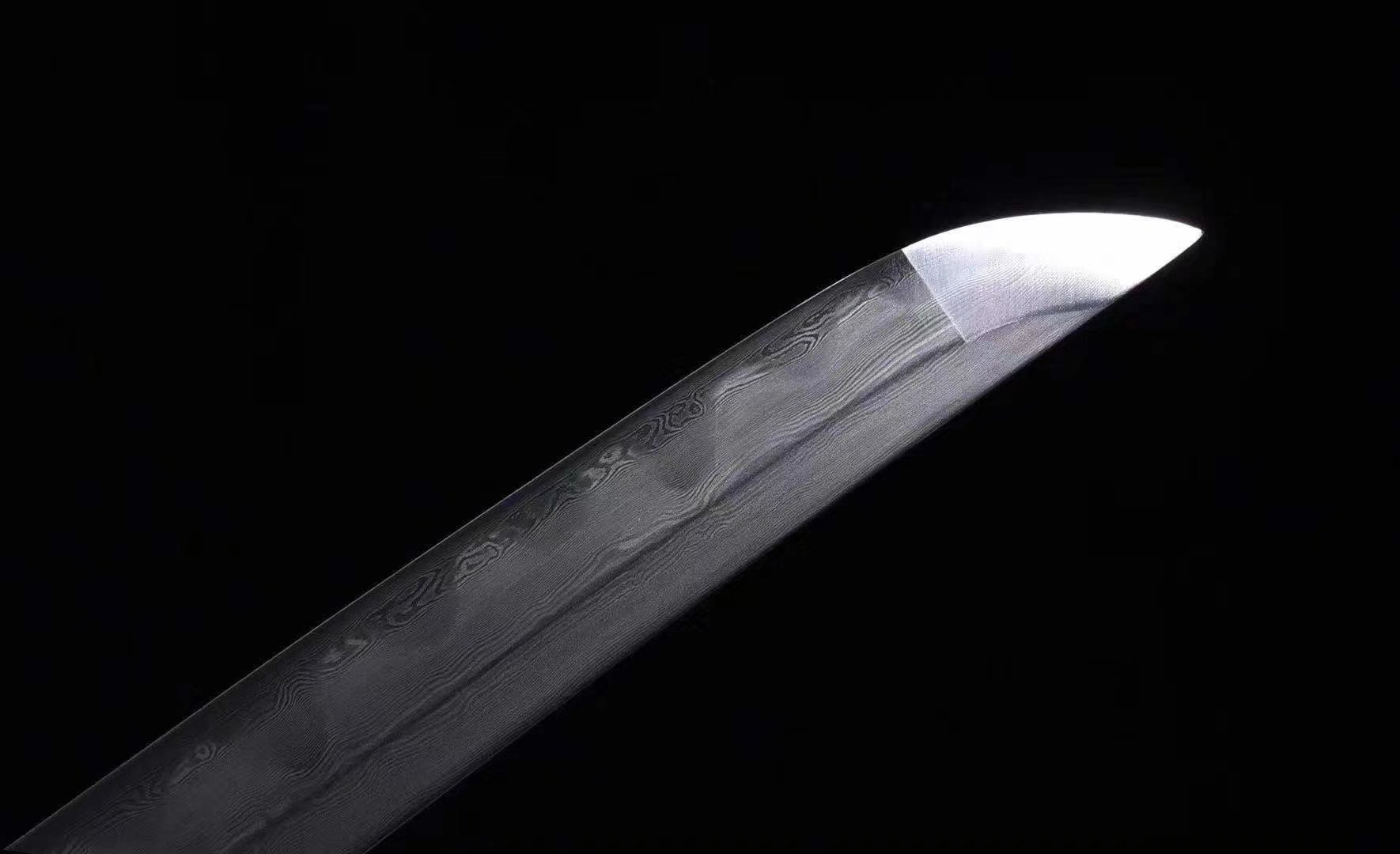 Daisho Set  | Damascus Steel  Clay-tempered Real Hamon |Brass Accessories Dragonfly motifs| | Ebony Sheath | High performance | Battle-ready | Full-tang - Spartan Blades Club - 陳氏劍莊1892