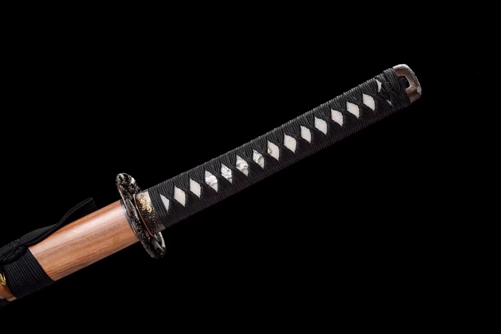 Katana | Damascus Clay Tempered | Copper Gilded Glided silver Accessories | Rosewood Sheath | Real hamon | High performance | Razor sharp | Battle-ready | Full-tang - Spartan Blades Club - 陳氏劍莊1892