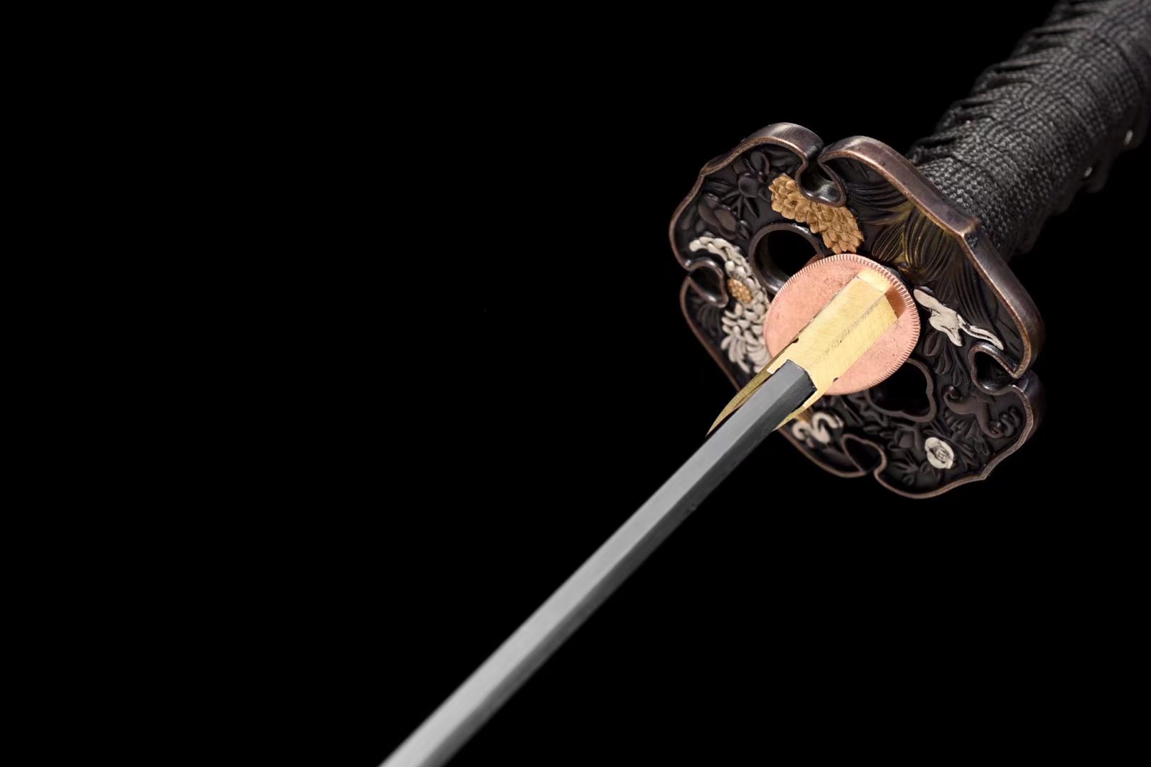 Katana | Damascus Tempered | Copper Accessories Gilded Glided silver | Ray-skin Handle | Wooden Lacquer sheath | Real hamon | High performance | Battle-ready | Full-tang - Spartan Blades Club - 陳氏劍莊1892