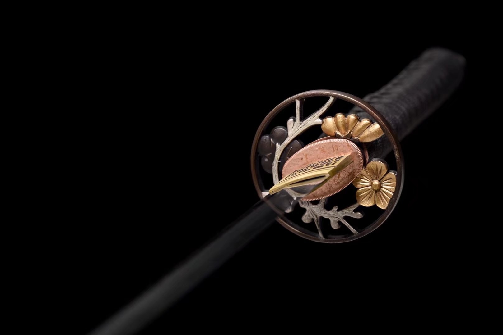 Katana | Copper hollow out gilded glided silver | Damascus Tempered | Accessories Copper gilded glided silver | Battle-ready | High performance | Full-tang - Spartan Blades Club - 陳氏劍莊1892