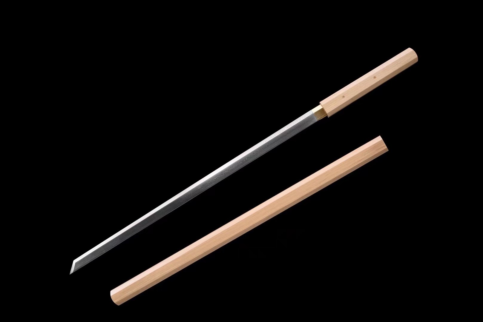 Shirasaya Chokuto| Damascus | Copper Accessories | Wooden Sheath | Hand forged sharpened | High performance | Razor sharp | Battle-ready | Full-tang - Spartan Blades Club - 陳氏劍莊1892