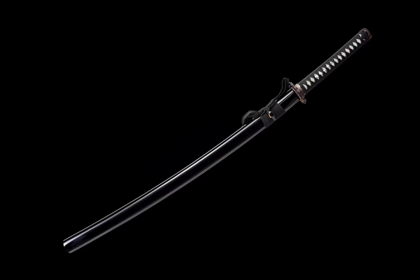 Katana | Hand forged | Damascus Clay tempered | Copper gilded glided silver | Lacquer sheath |  Real hamon |  Battle-ready | Full-tang - Spartan Blades Club - 陳氏劍莊1892