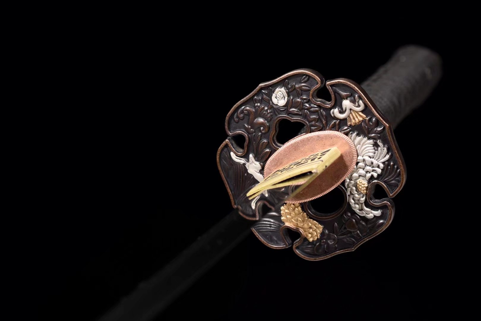 Katana | Damascus Tempered | Copper Accessories Gilded Glided silver | Ray-skin Handle | Wooden Lacquer sheath | Real hamon | High performance | Battle-ready | Full-tang - Spartan Blades Club - 陳氏劍莊1892