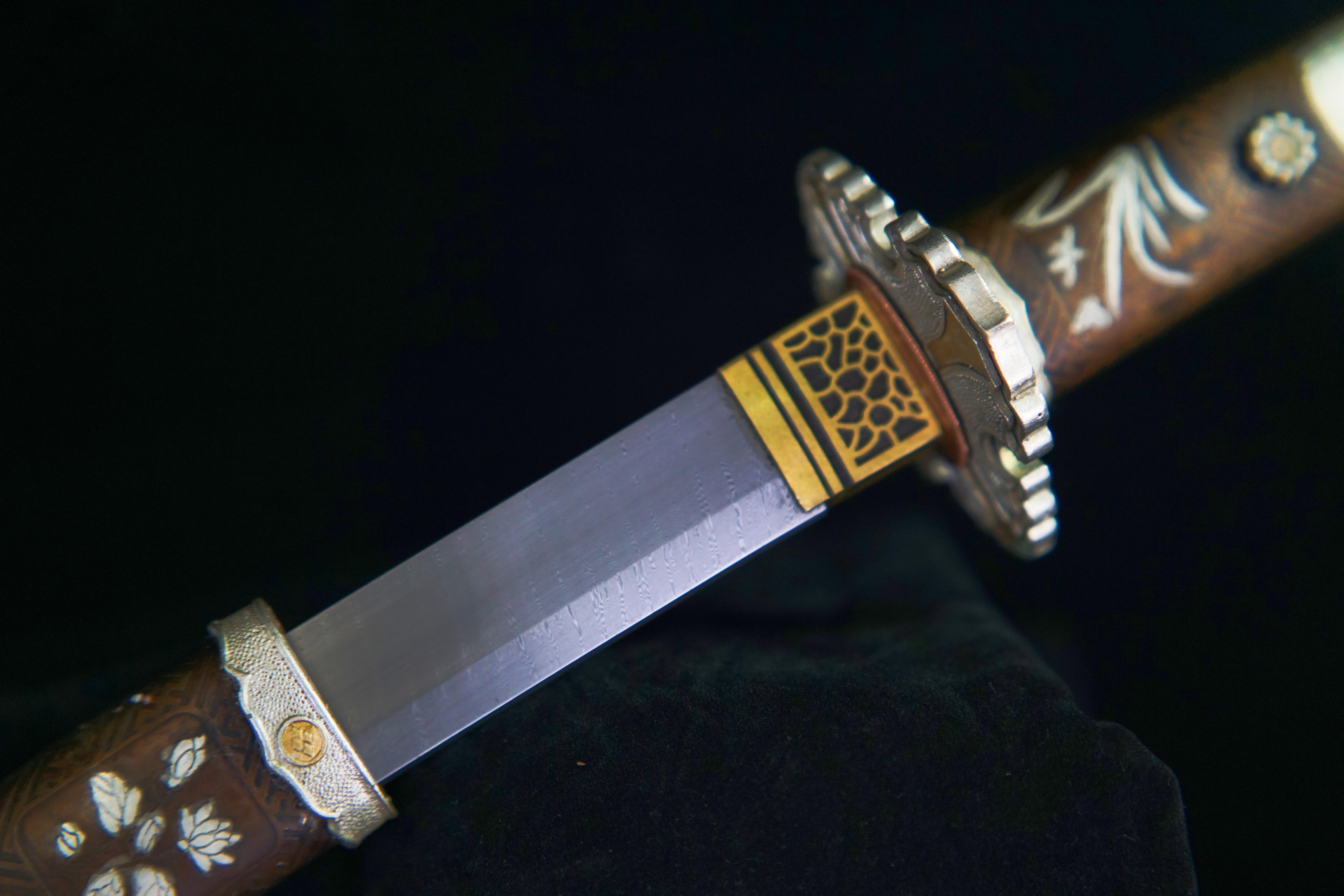 TK02 Tachi | Soul of the Samurai（武士魂） Tachi - Hand-Forged Damascus Steel Blade, Exquisite Copper Fittings - 117cm/46