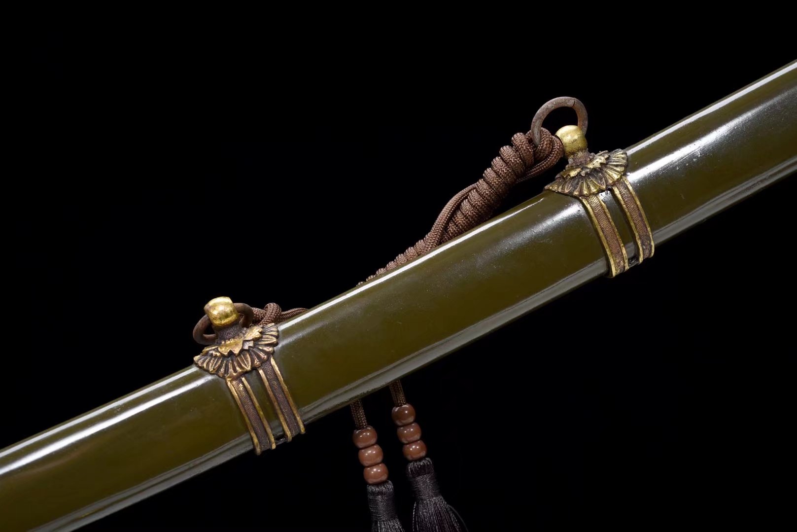 昭和荣耀 Showa Glory | Damascus Clay Tempered | Hand forged sharpened | Iron Sheath | Ray-skin Handle | Copper Gilded Glided silver | High performance | Battle-ready | Full-tang - Spartan Blades Club - 陳氏劍莊1892