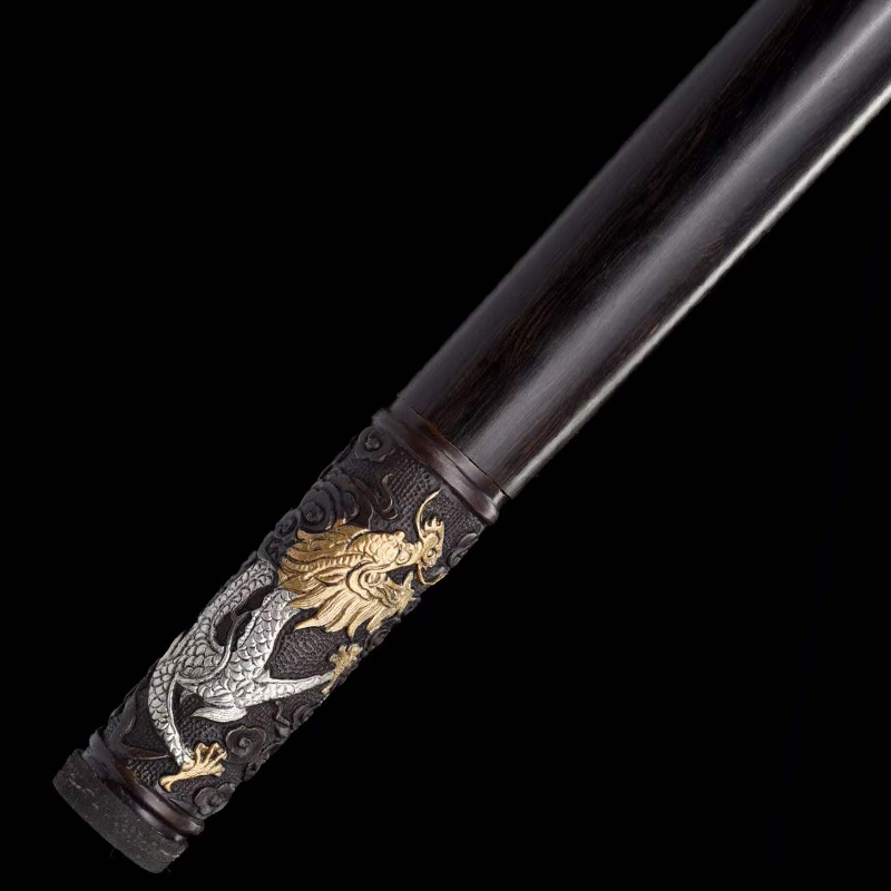 DRAGON FURY CANE SWORD Pattern Steel Sheath Lock Handcrafted Battle-Ready - Spartan Blades Club - 陳氏劍莊1892