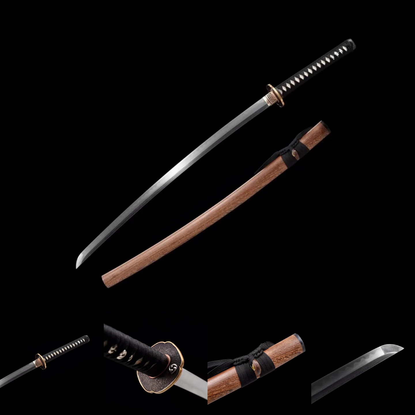 Katana | Damascus Tempered | Copper Accessories Gilded Glided silver | Ray-skin Handle | Wooden Lacquer sheath | Real hamon | High performance | Battle-ready | Full-tang - Spartan Blades Club - 陳氏劍莊1892