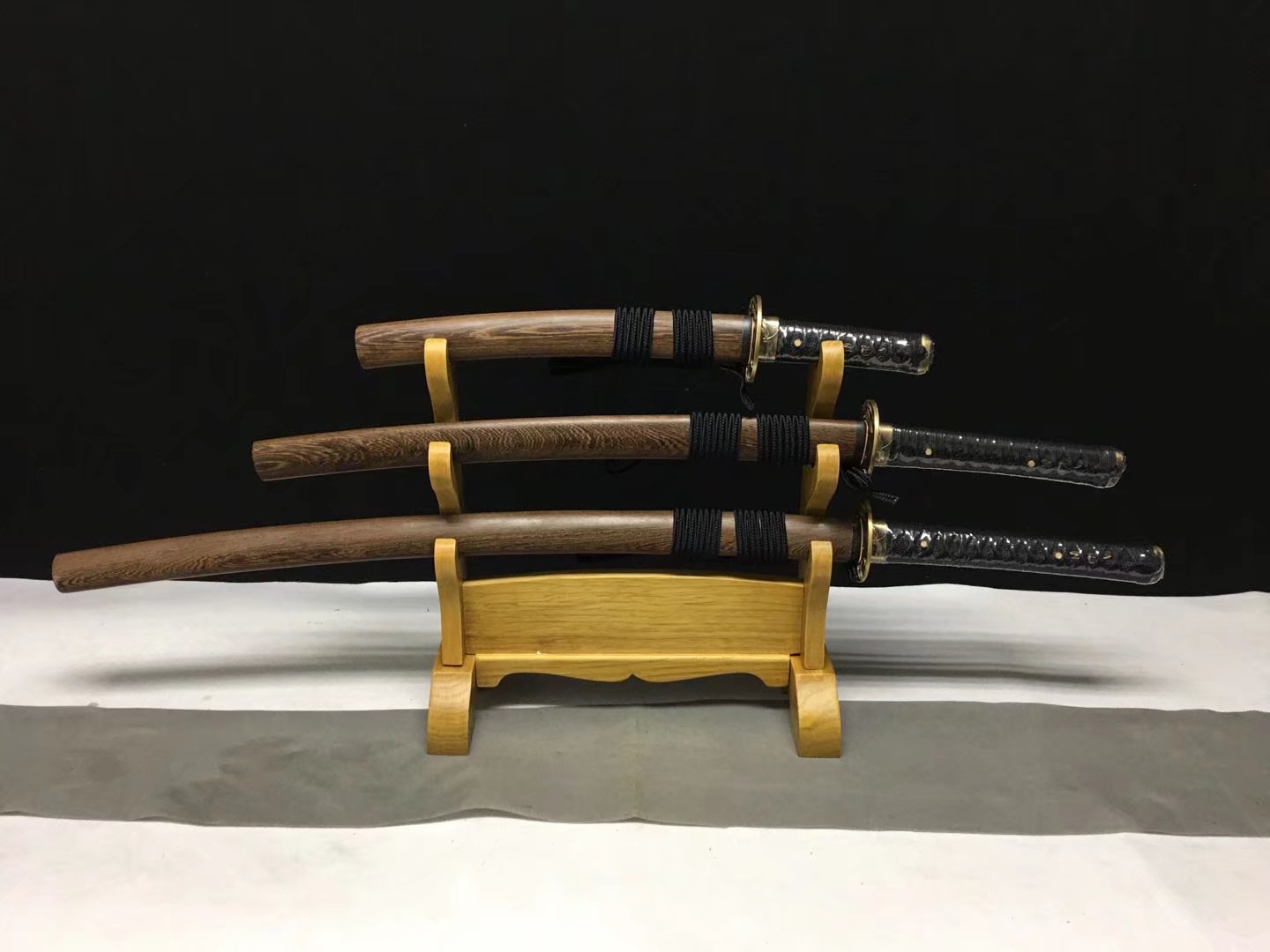 Daisho Set  | Damascus Steel  Clay-tempered Real Hamon |Brass Accessories Dragonfly motifs| | Ebony Sheath | High performance | Battle-ready | Full-tang - Spartan Blades Club - 陳氏劍莊1892