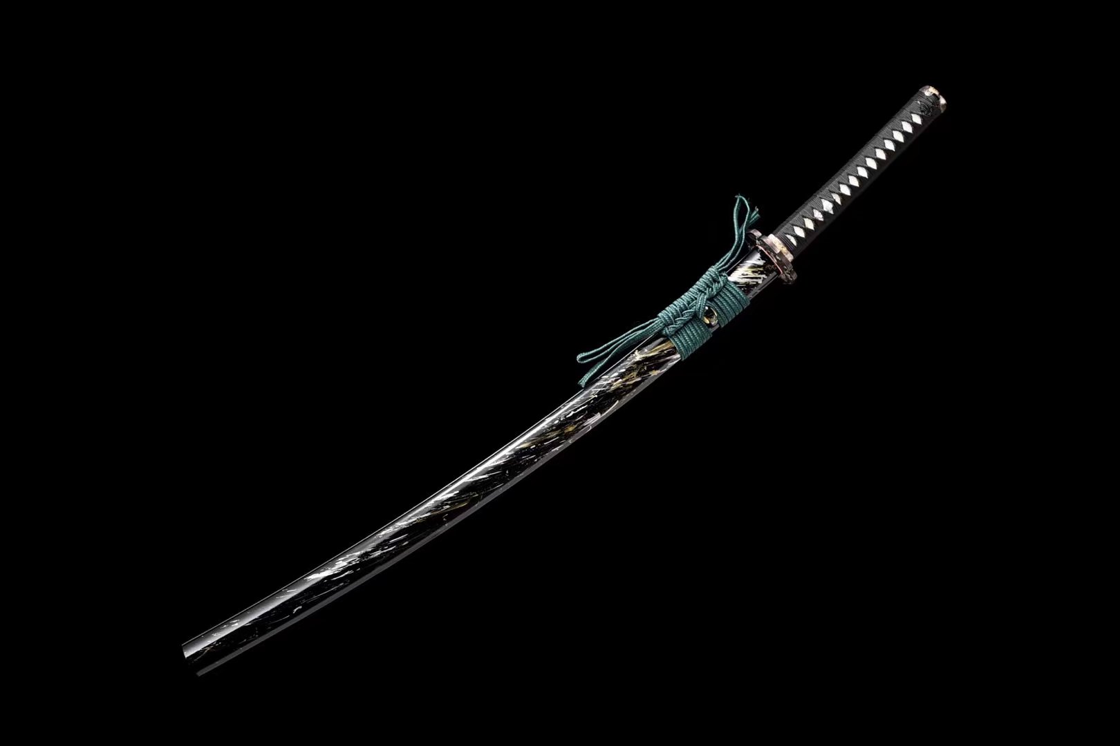Katana | Damascus Tempered | Copper Accessories Gilded Glided silver | Ray-skin Handle | Wooden Lacquer sheath | Real hamon | High performance | Battle-ready | Full-tang - Spartan Blades Club - 陳氏劍莊1892
