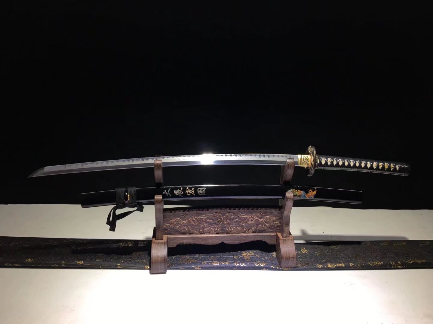 Katana | hand forged hand sharpened  | T10 Steel clay tempered | copper gilded glided silver Accessories | Full-tang high performance | Battle-ready razor sharp - Spartan Blades Club - 陳氏劍莊1892