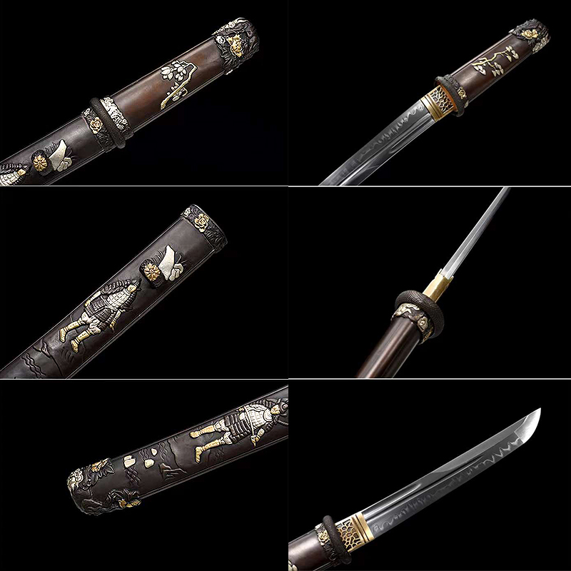 SAMURAI GUT | Tanto | T10 steel Clay-tempered - Real Hamon - Copper fittinns - Spartan Blades Club - 陳氏劍莊1892