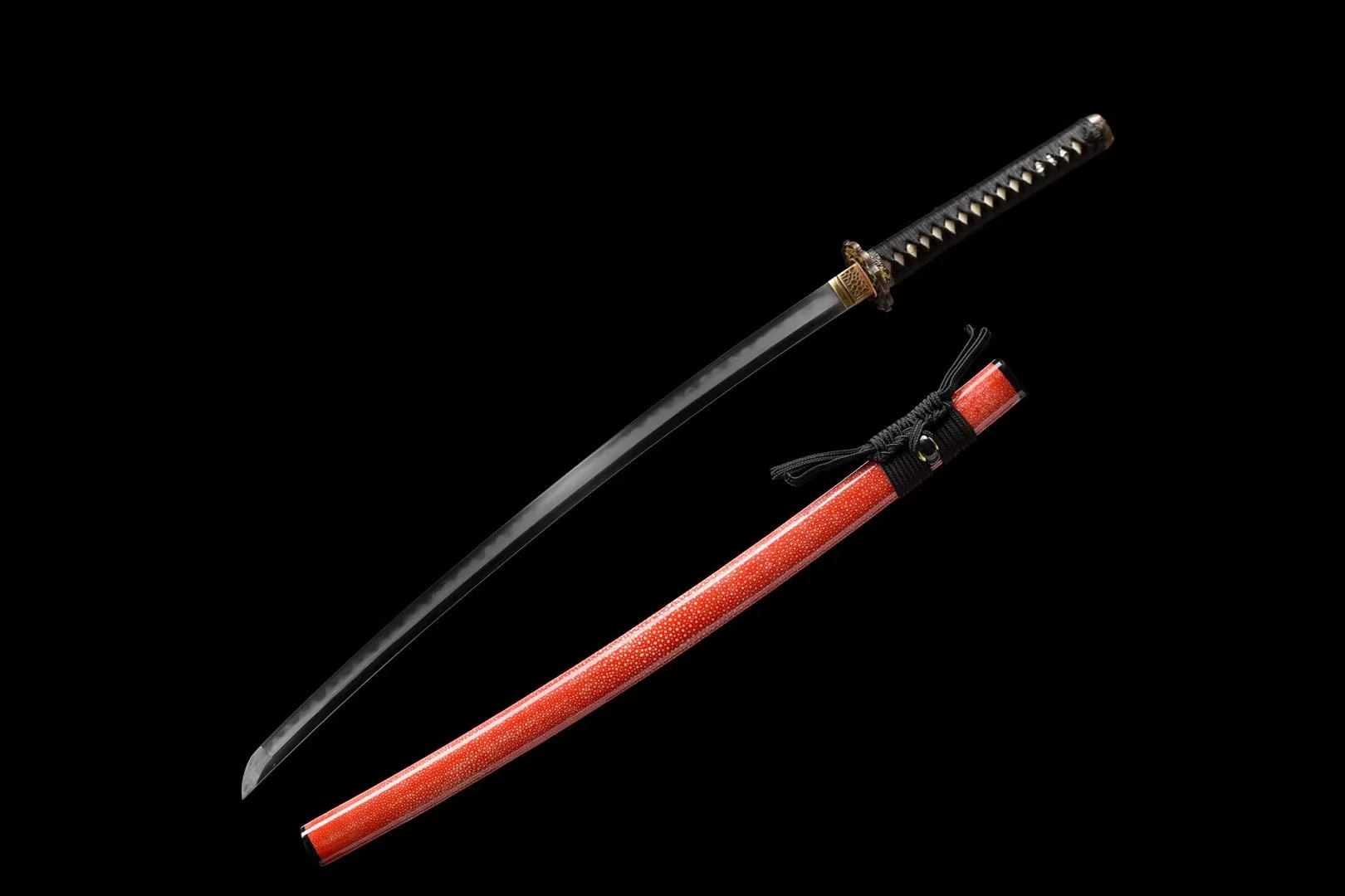 Katana | Ray-skin | Damascus Clay tempered | Gilded Glided silver | Battle-ready | Razor sharp | Full-tang - Spartan Blades Club - 陳氏劍莊1892