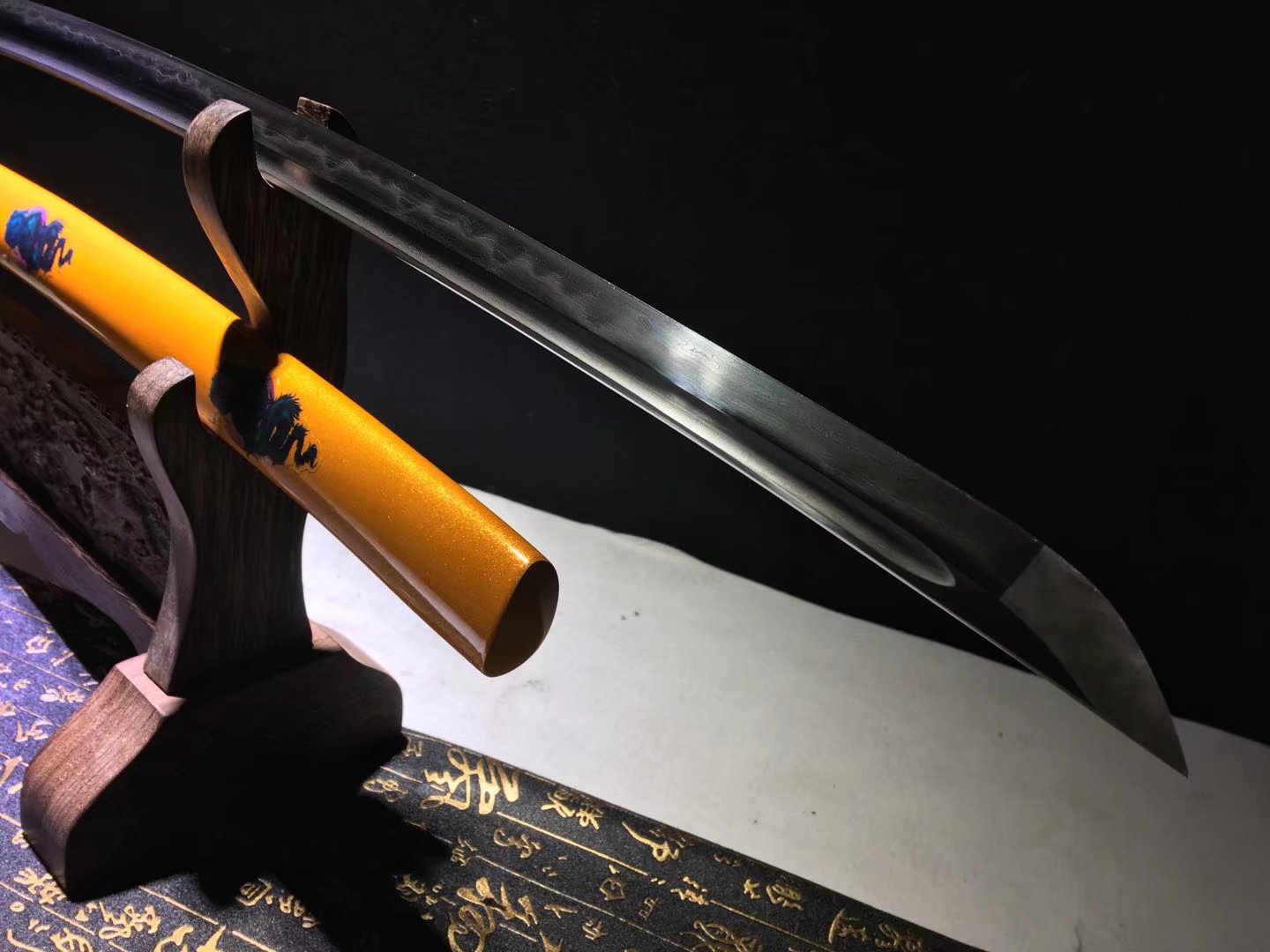 Katana hand forged  Damascus clay tempered hollow out  hand sharpened Full-tang Battle-ready razor sharp high performance - Spartan Blades Club - 陳氏劍莊1892