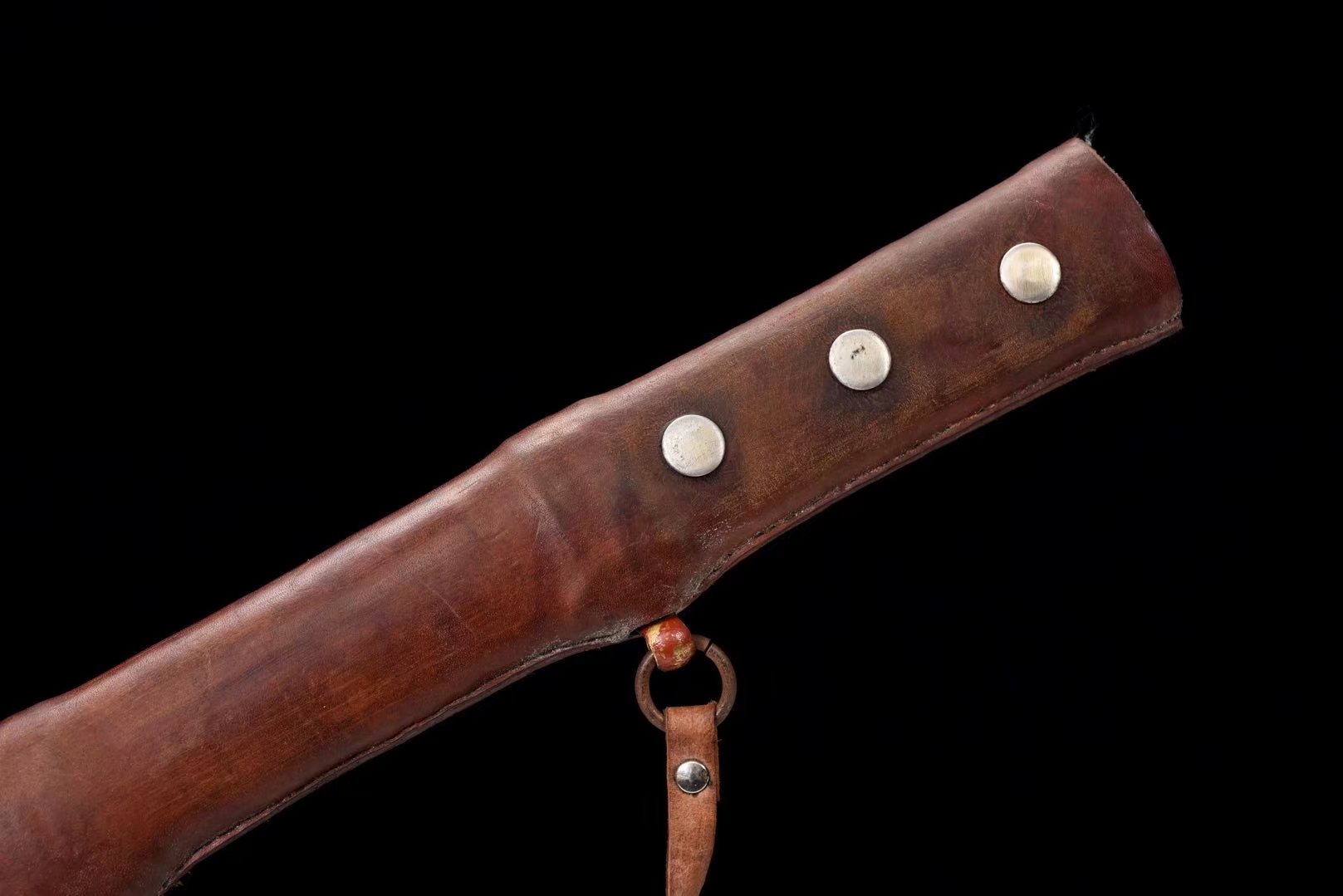 Tachi | Damascus Real hamon | Leather Sheath | Hollow out Copper Gilded Glided silver | Hand sharpened  | High performance | Razor sharp | Battle-ready | Full-tang - Spartan Blades Club - 陳氏劍莊1892