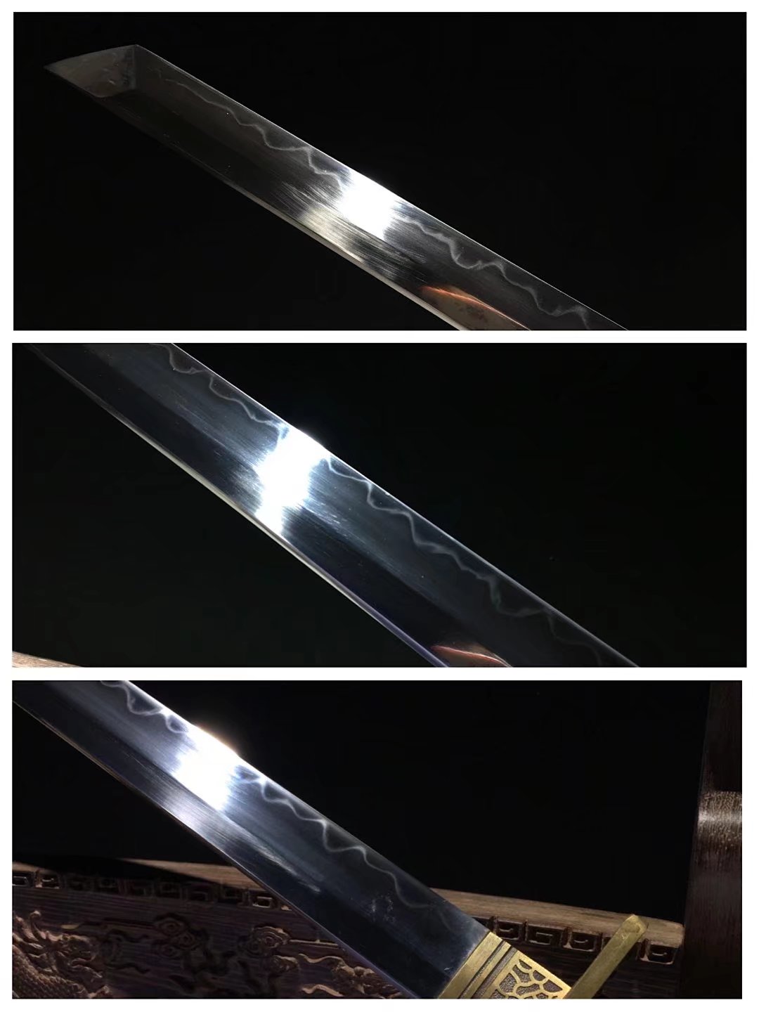 Katana | Copper Accessories | T10 Steel Clay tempered | Red Lacquer Sheath Dragon |  Real hamon | Hand forged | Razor sharp |  Full-tang - Spartan Blades Club - 陳氏劍莊1892