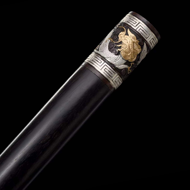 DRAGON ROAR CANE SWORD Damascus Steel Sheath Lock Handcrafted Battle-Ready - Spartan Blades Club - 陳氏劍莊1892