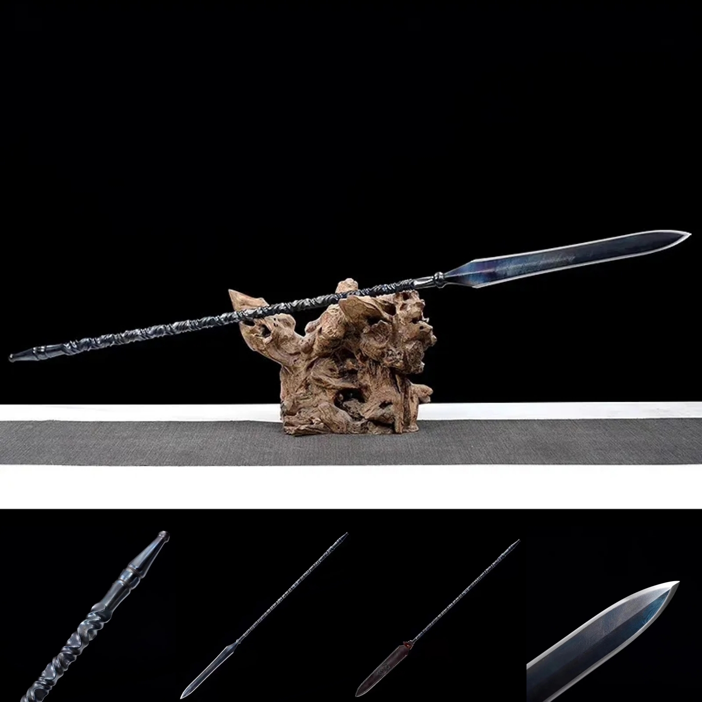 Battle Ready Spear | Premium Real Spear | Damascus Steel |Octahedral Blades | ONE-PIECE | Handcrafted | Twist Pattern - Spartan Blades Club - 陳氏劍莊1892