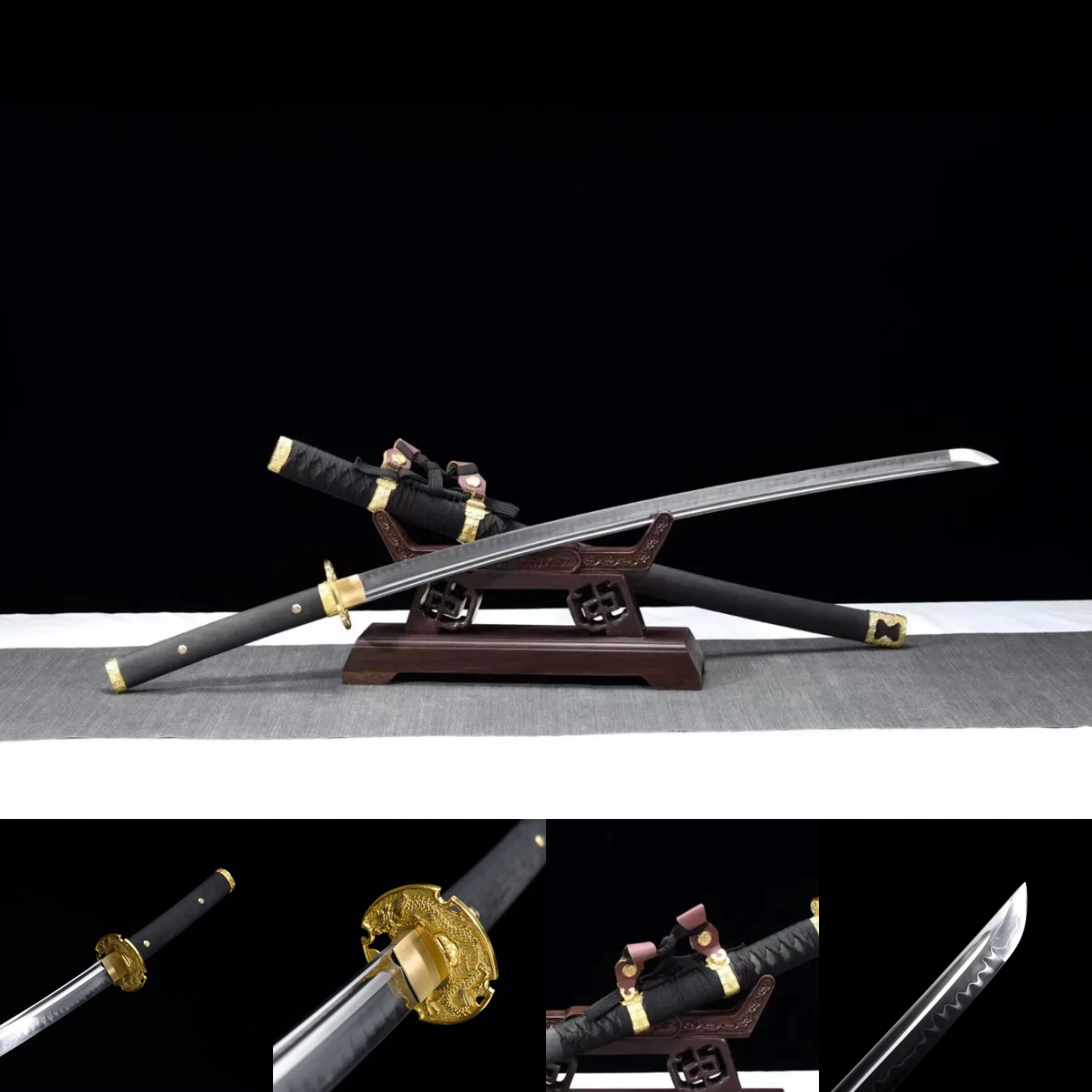 Tachi | T10 Steel Clay Tempered |  Real hamon | Ebony Sheath | Ebony Handle | Copper Accessories | High performance | Razor sharp | Battle-ready | Full-tang - Spartan Blades Club - 陳氏劍莊1892