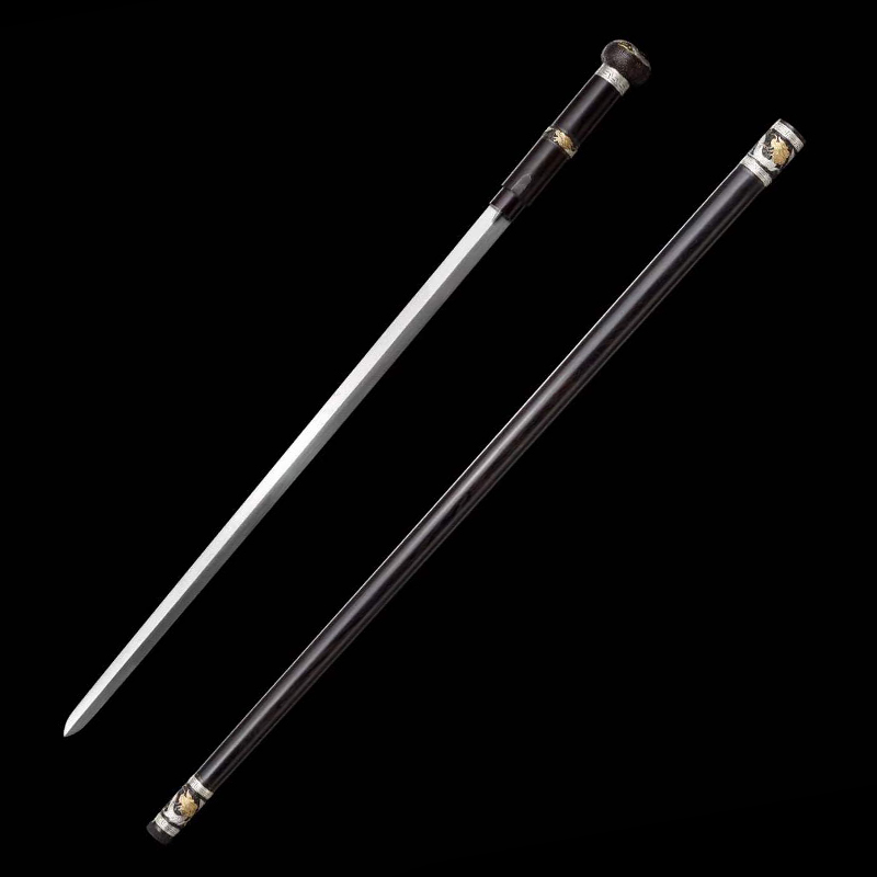 DRAGON ROAR CANE SWORD Damascus Steel Sheath Lock Handcrafted Battle-Ready - Spartan Blades Club - 陳氏劍莊1892